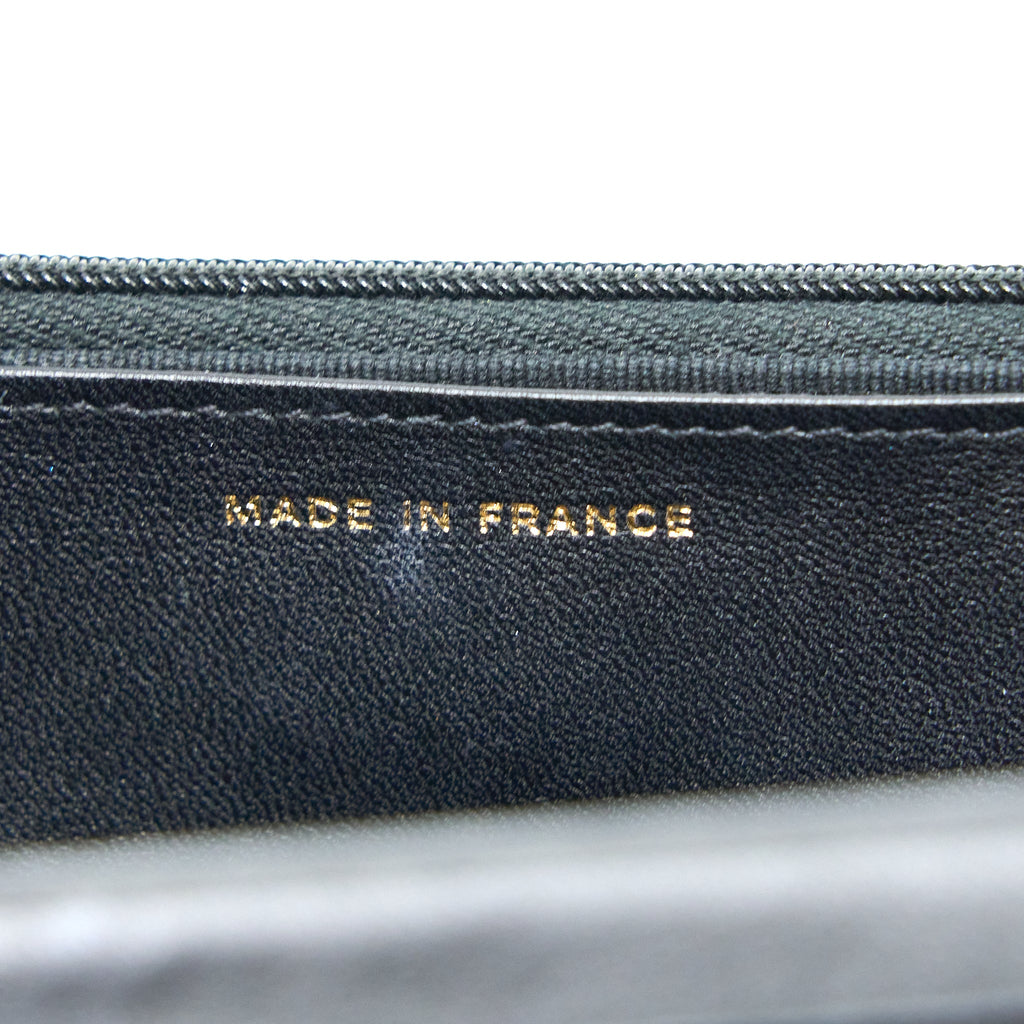 CHANEL RIBBON WALLET ON CHAIN LAMBSKIN BLACK LGHW (MICROCHIP)