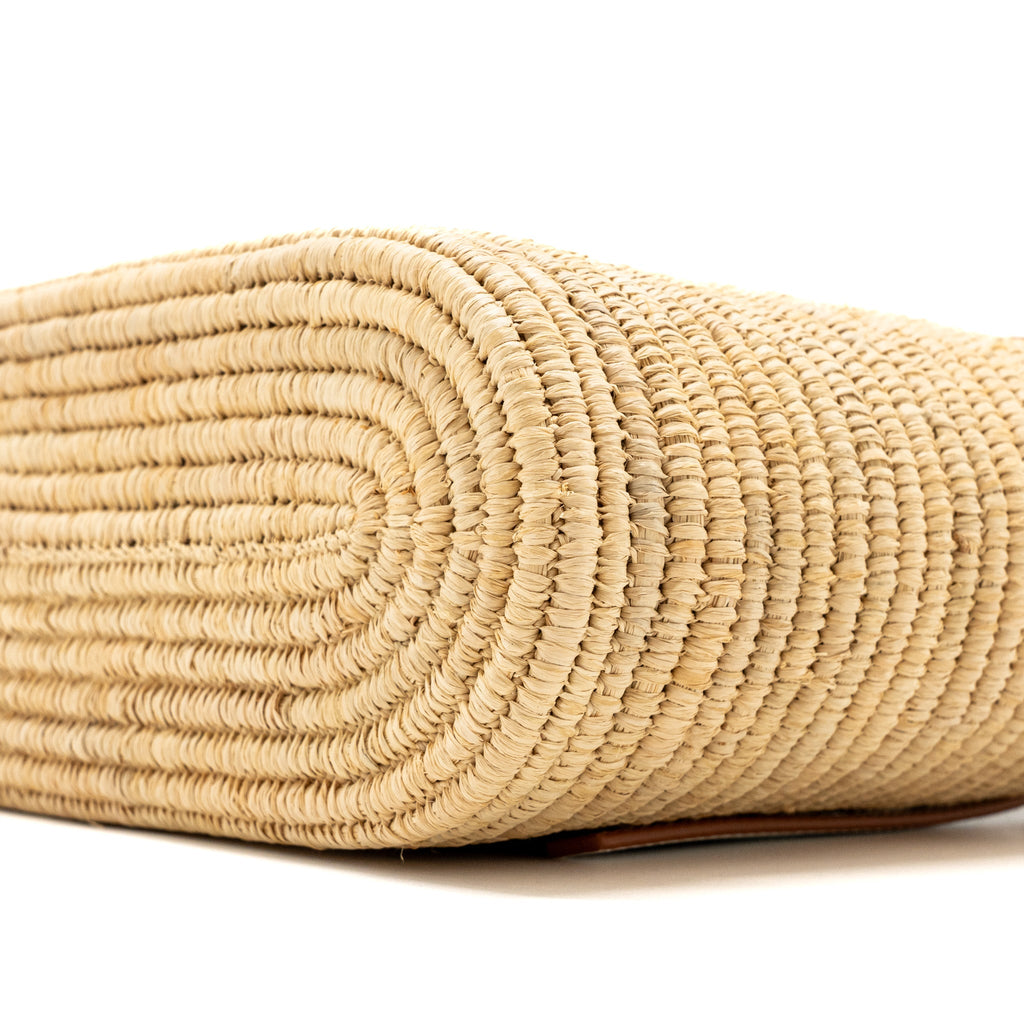 LOEWE SMALL SQUARE BASKET BAG RAFFIA/CALFSKIN WHITE SHW