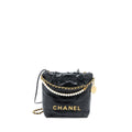 CHANEL 23S MINI 22 BAG WITH PEARL SHINY CALFSKIN BLACK GHW (MICROCHIP)