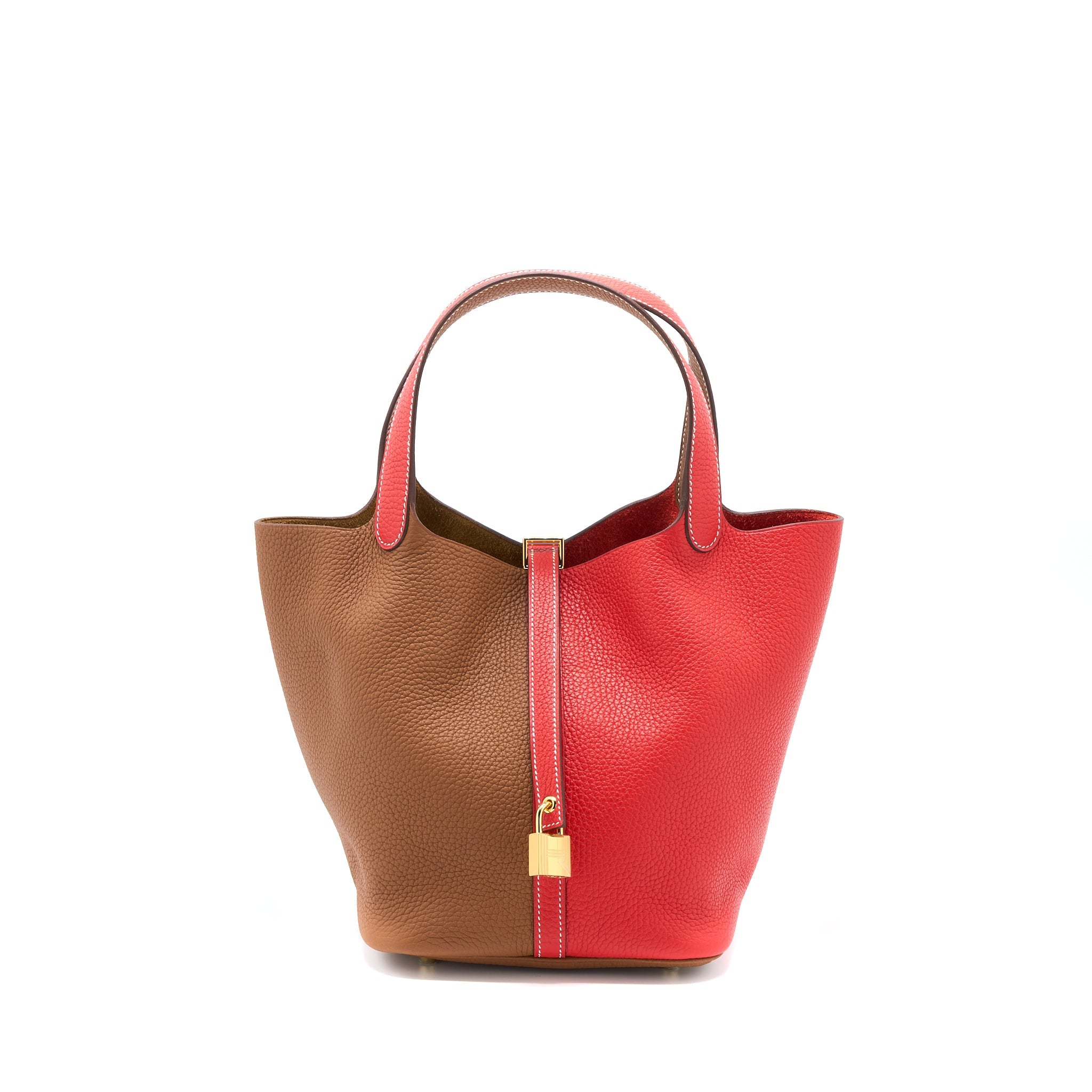HERMES PICOTIN 22 LOCK BAG CLEMENCE ROUGE DE COEUR/GOLD GHW