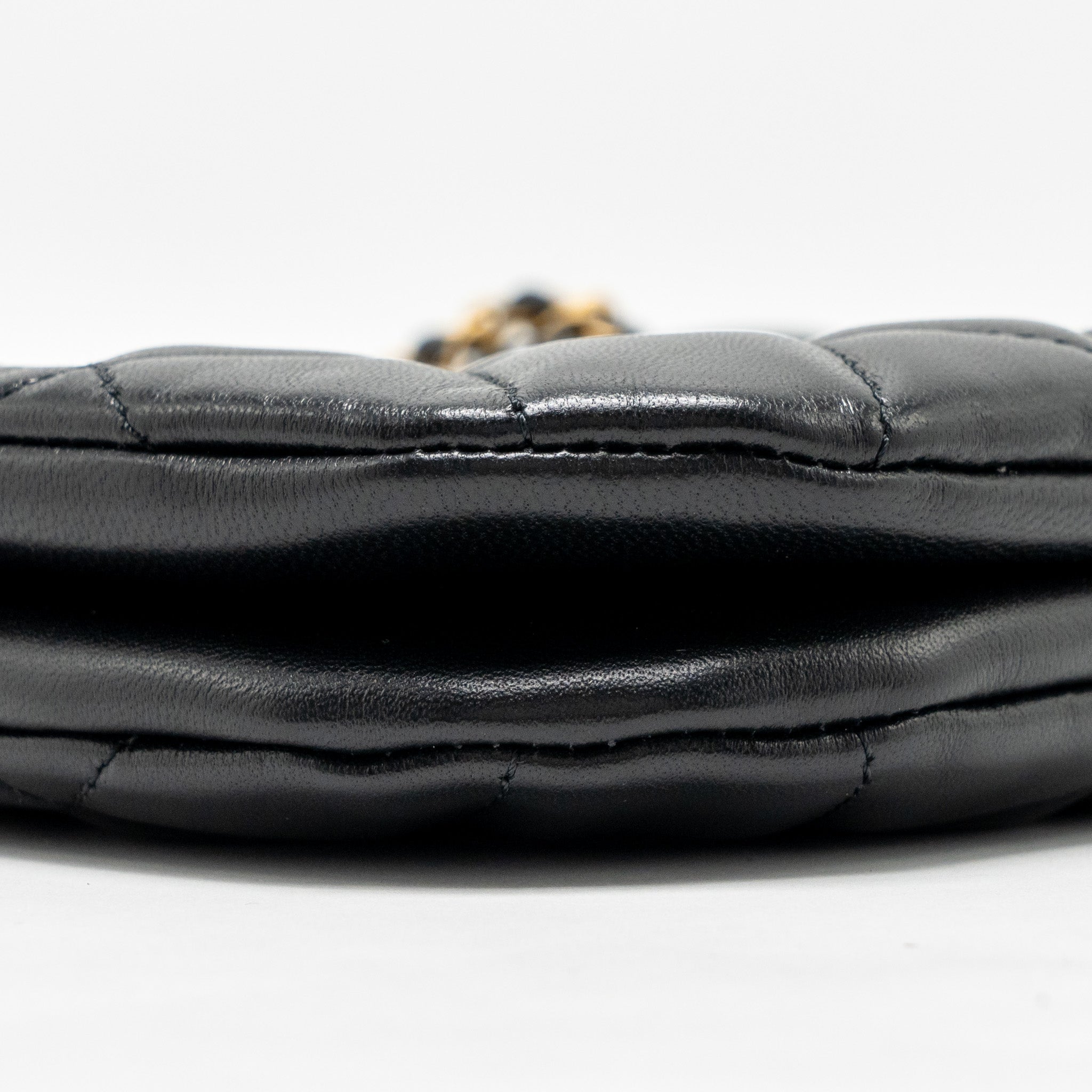 CHANEL 24C QUILTED SMALL MESSENGER BAG BLACK LAMBSKIN GHW (MICROCHIP)