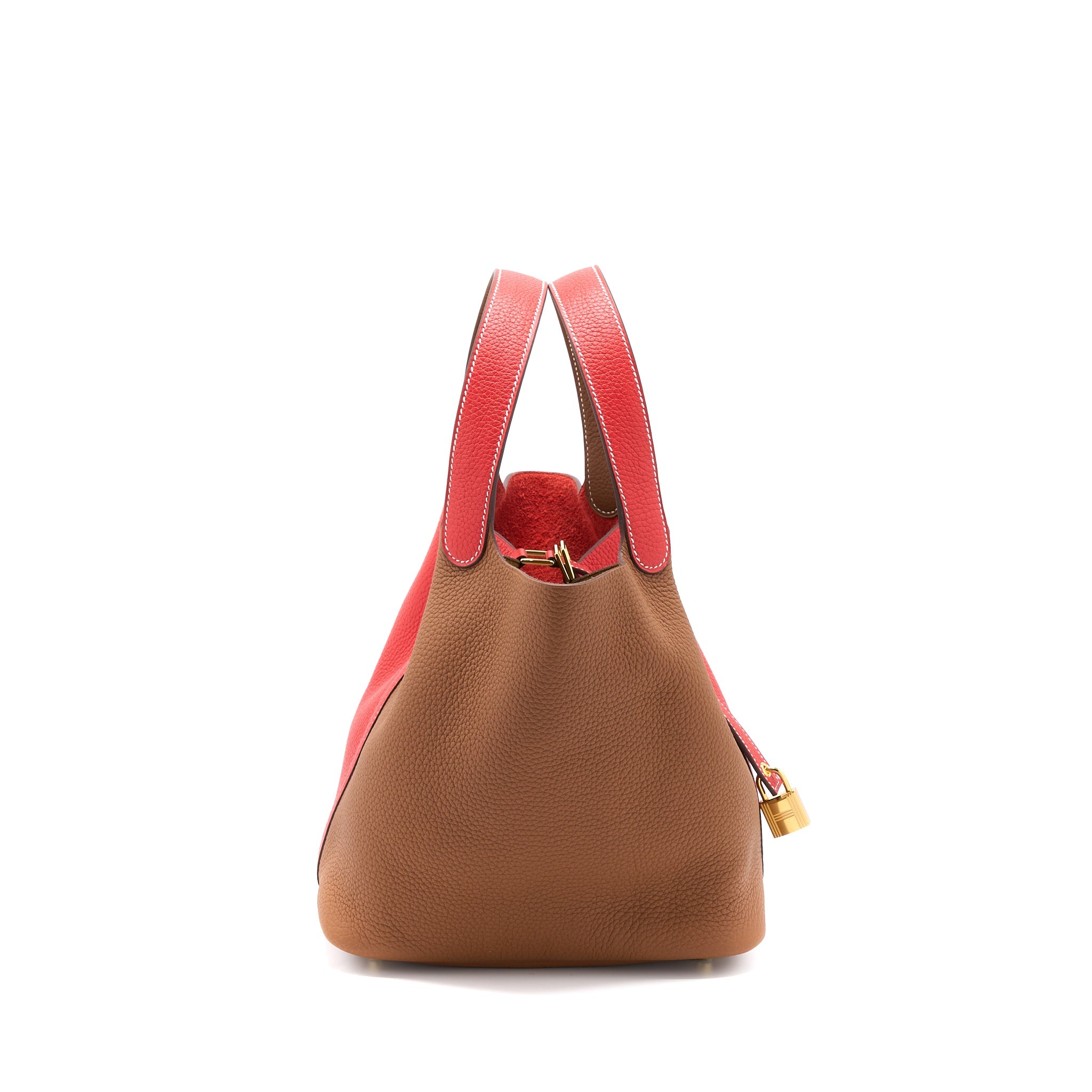 HERMES PICOTIN 22 LOCK BAG CLEMENCE ROUGE DE COEUR/GOLD GHW