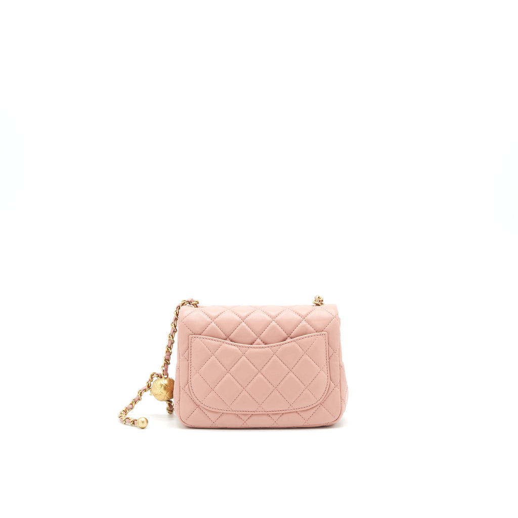CHANEL 21B LIGHT PINK PEARL CRUSH MINI SQUARE FLAP BAG GHW