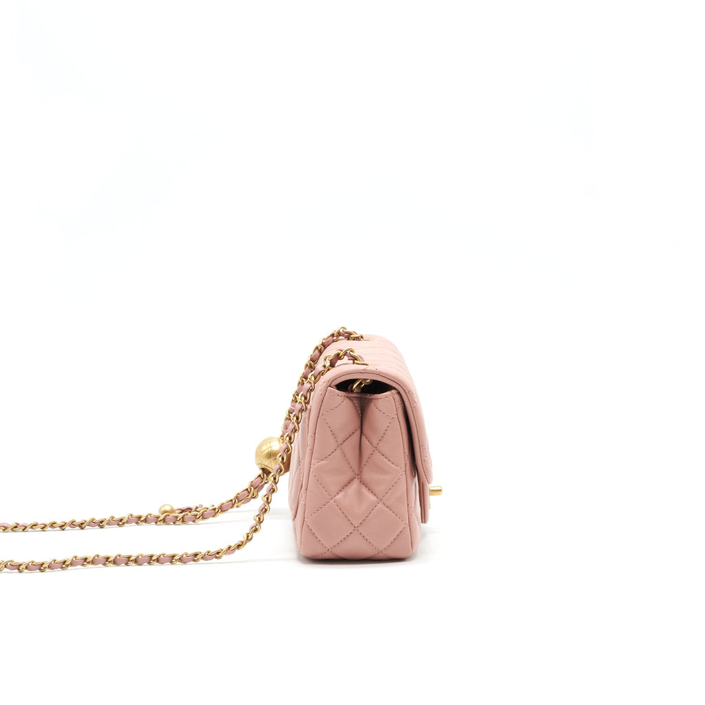 CHANEL 21B LIGHT PINK PEARL CRUSH MINI SQUARE FLAP BAG GHW