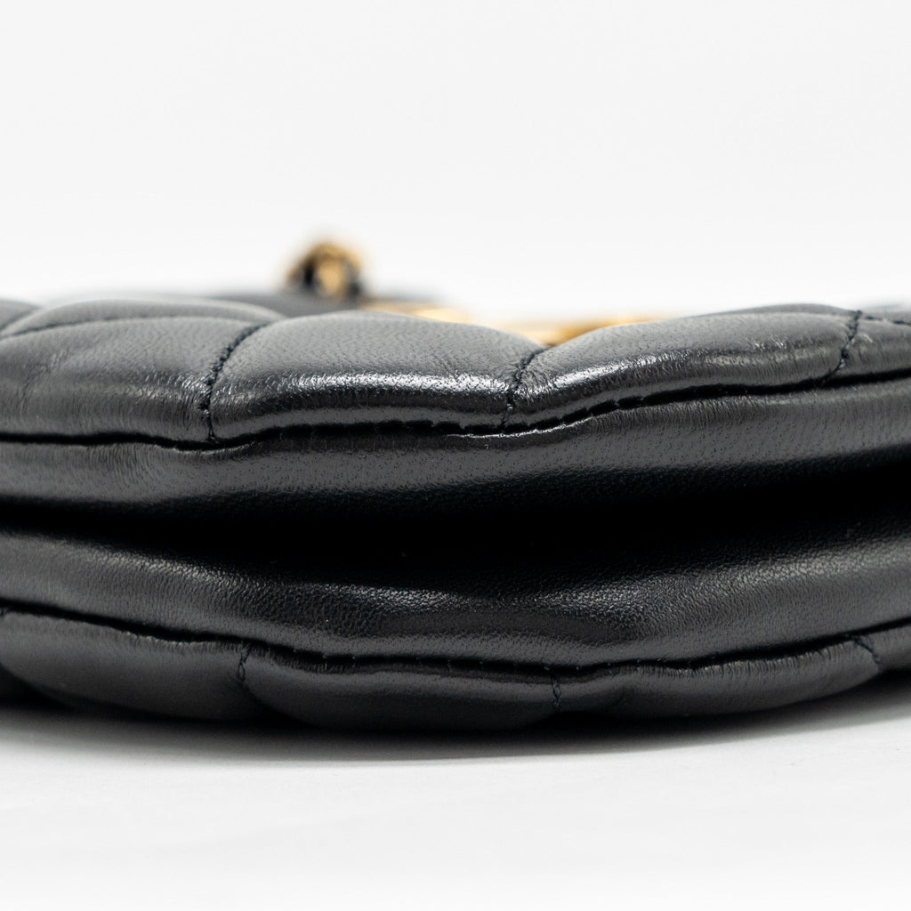 CHANEL 24C QUILTED SMALL MESSENGER BAG BLACK LAMBSKIN GHW (MICROCHIP)