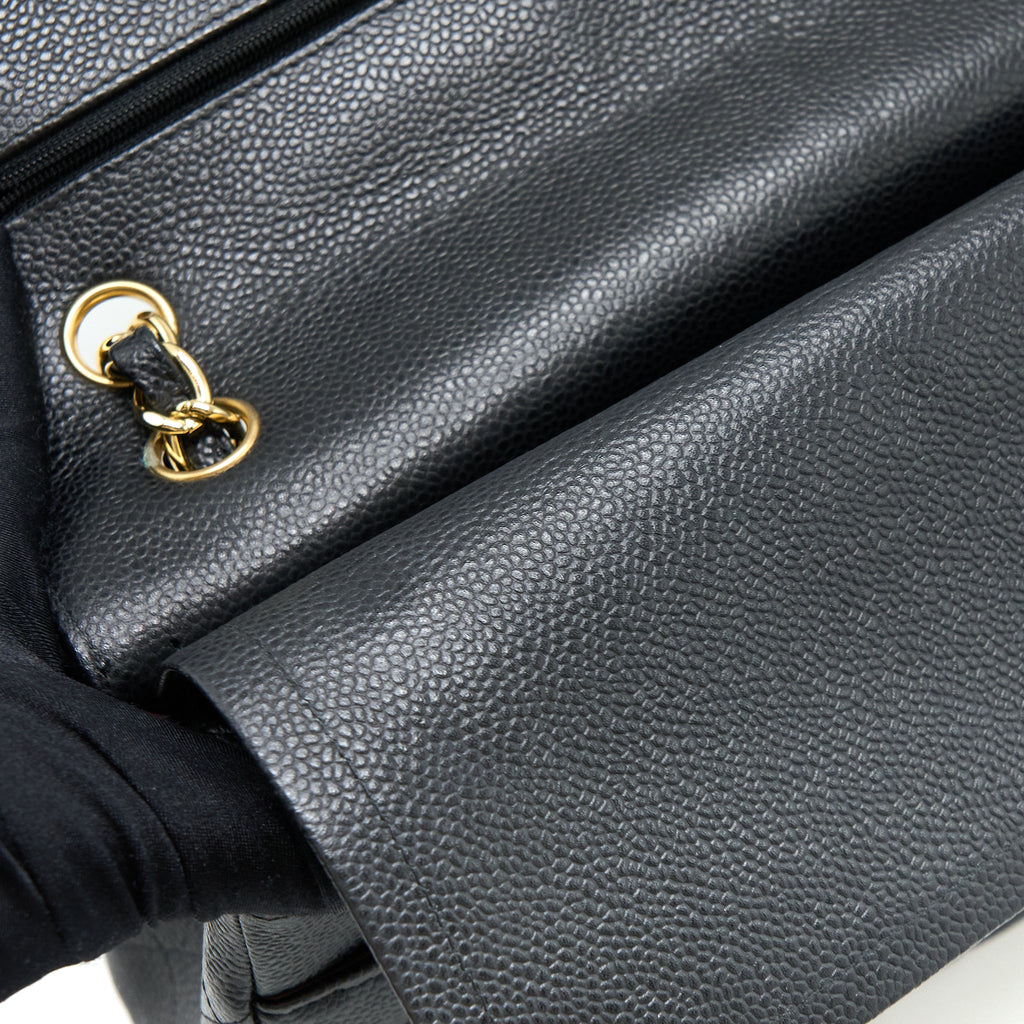 CHANEL CLASSIC JUMBO DOUBLE FLAP BAG CAVIAR BLACK GHW