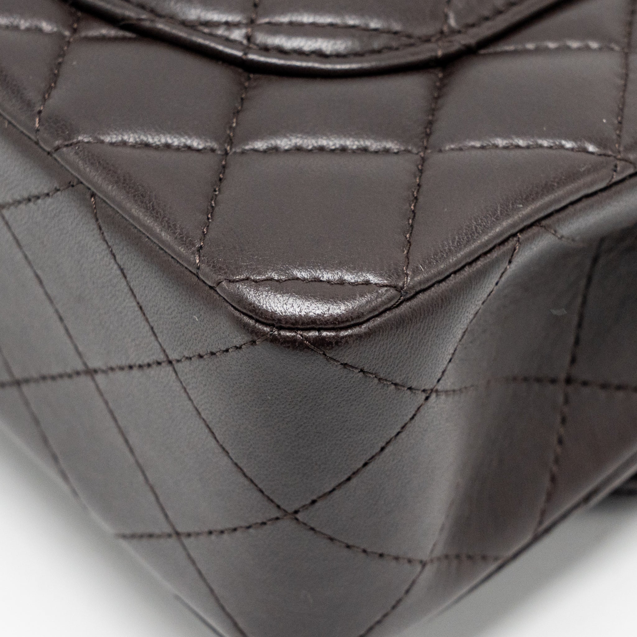 CHANEL SMALL CLASSIC DOUBLE FLAP BAG LAMBSKIN DARK BROWN LGHW (MICROCHIP)