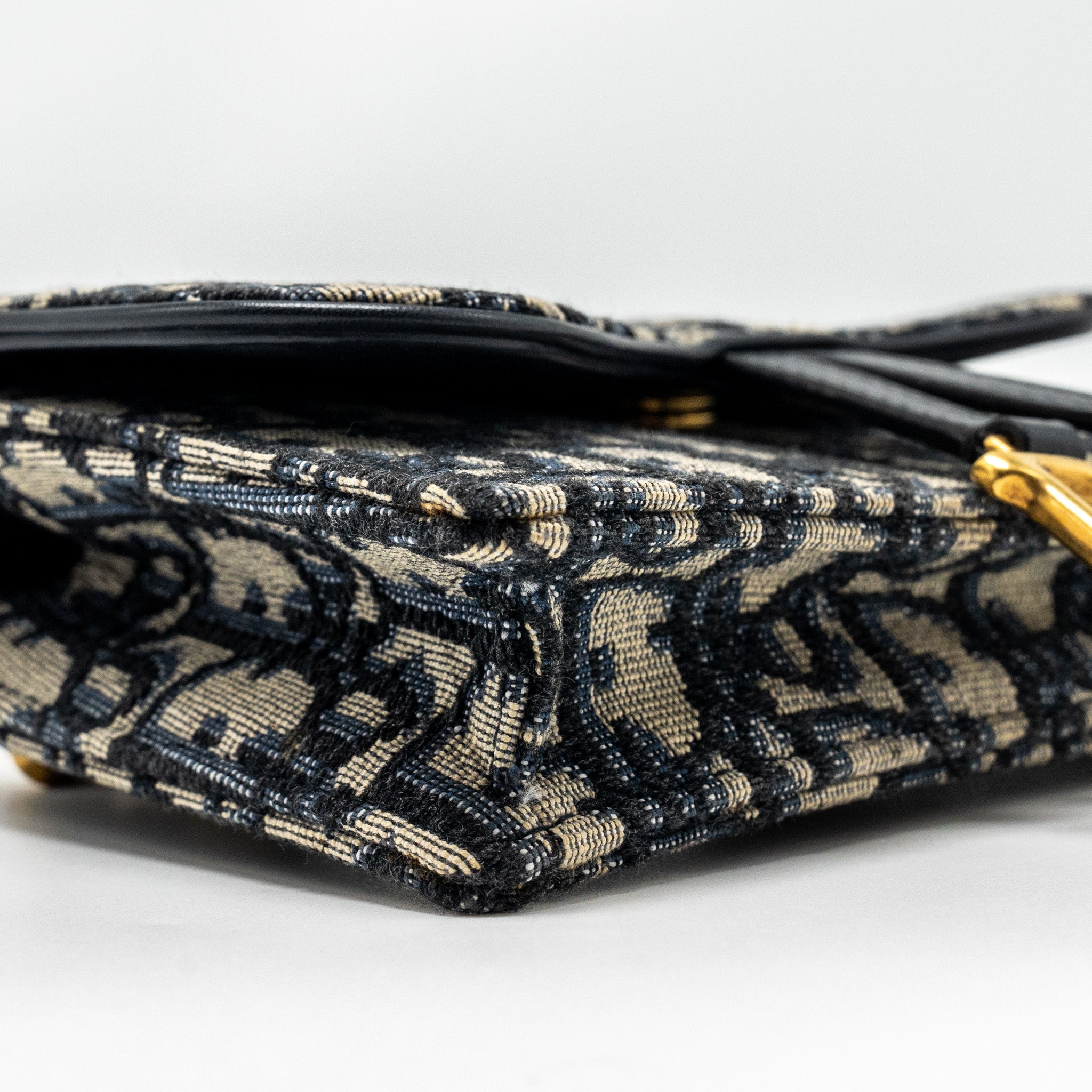 DIOR SADDLE BELT POUCH OBLIQUE JACQUARD CANVAS BLUE GHW