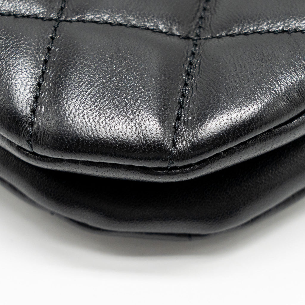 CHANEL 24C QUILTED SMALL MESSENGER BAG BLACK LAMBSKIN GHW (MICROCHIP)
