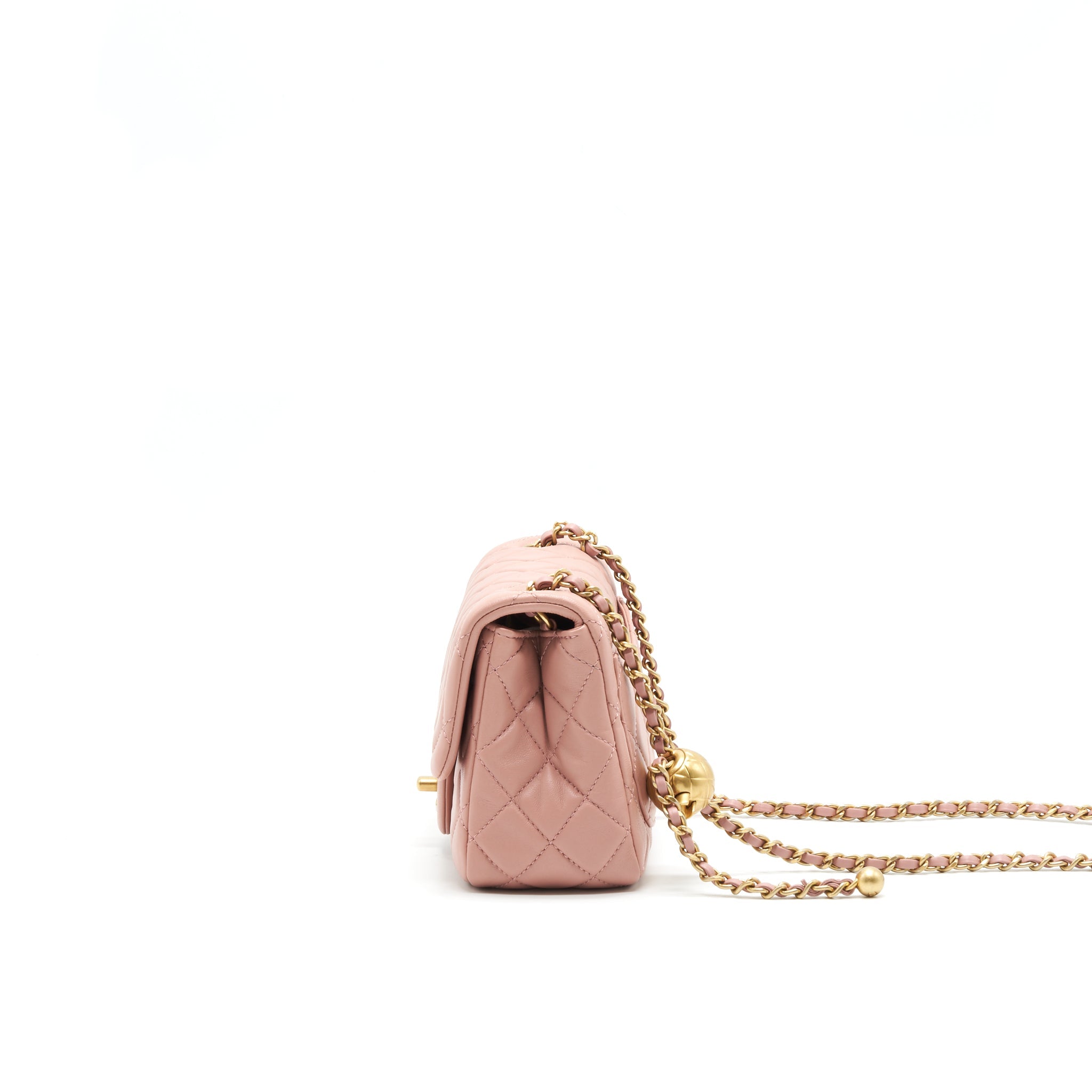 CHANEL 21B LIGHT PINK PEARL CRUSH MINI SQUARE FLAP BAG GHW
