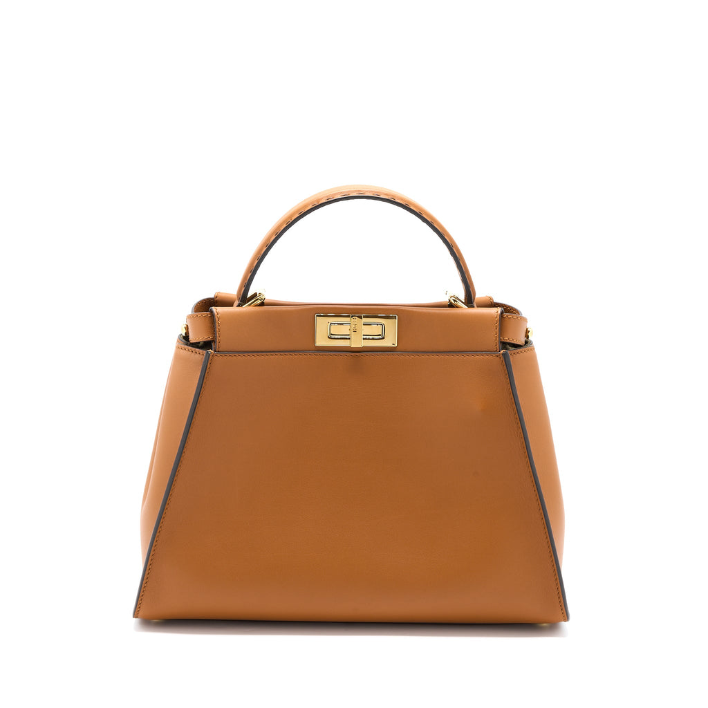 FENDI MEDIUM PEEKABOO BAG CALFSKIN CARAMEL GHW