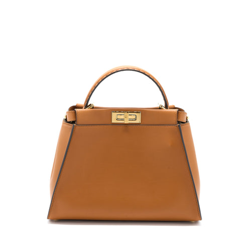 FENDI MEDIUM PEEKABOO BAG CALFSKIN CARAMEL GHW