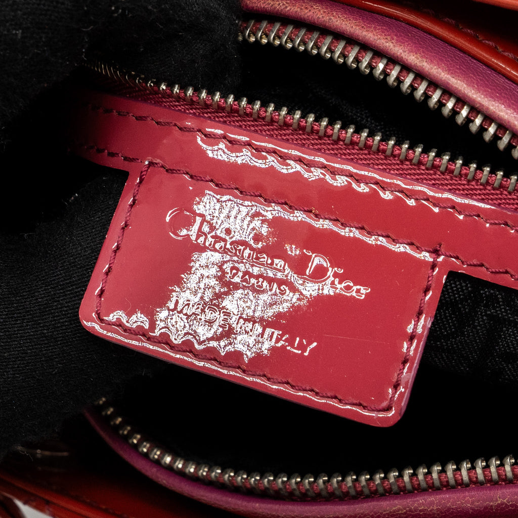 DIOR MEDIUM LADY DIOR PATENT DARK PINK SHW