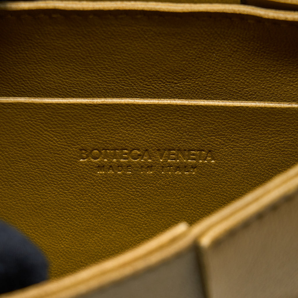 BOTTEGA VENETTA MINI CASSETTE CROSSBODY BAG OLIVE BROWN LGHW