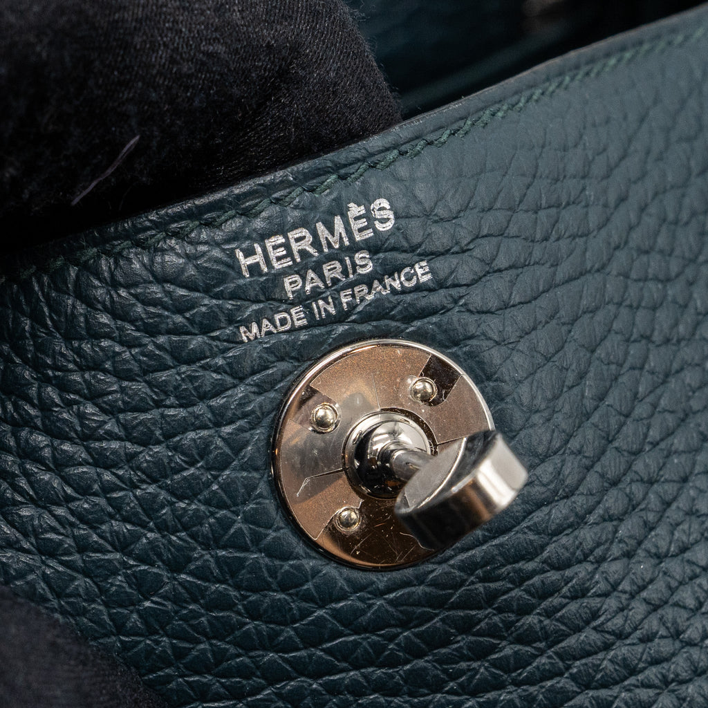HERMES MINI LINDY CLEMENCE VERT CYPRES SHW