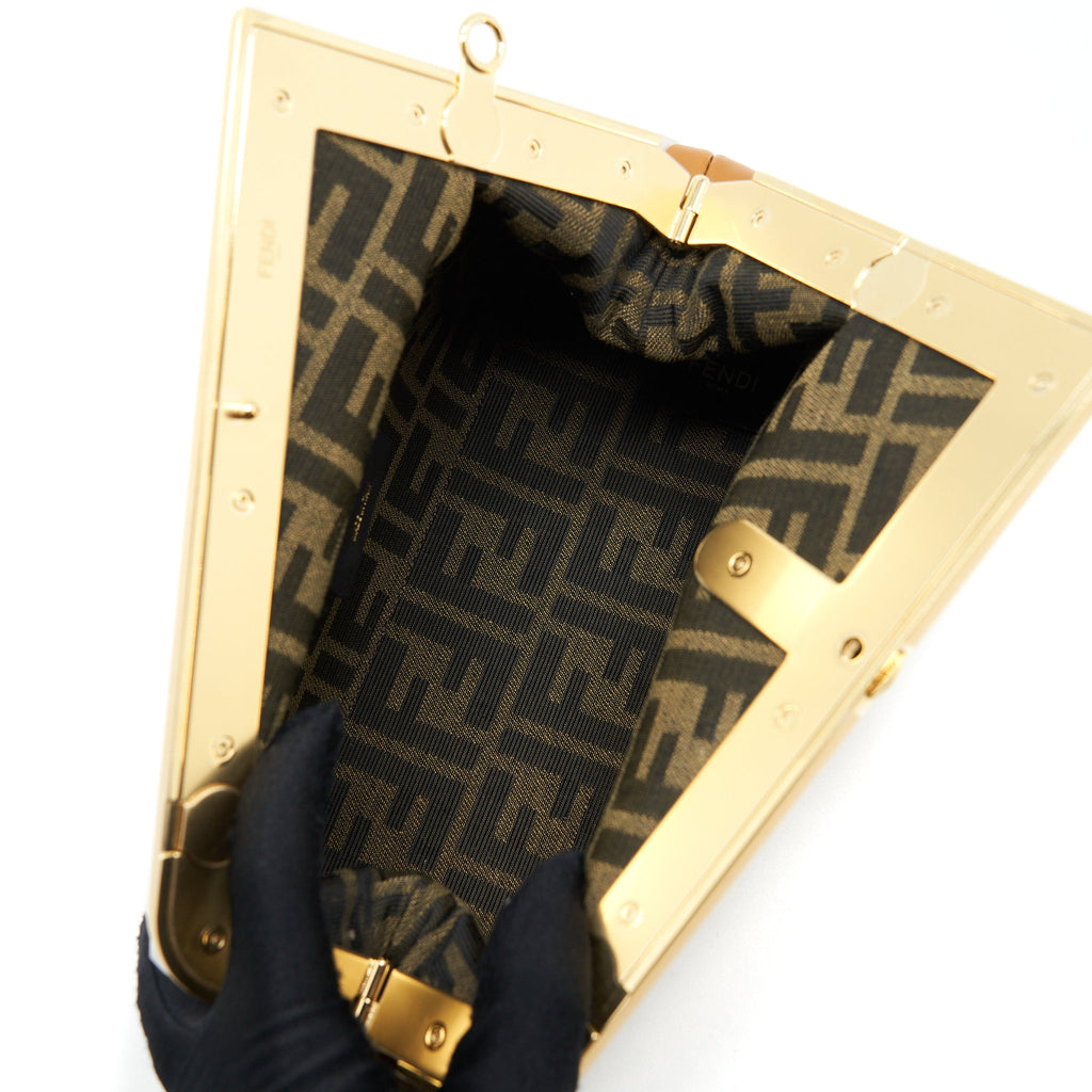 FENDI FIRST SMALL POUCH LAMBSKIN CARAMEL GHW