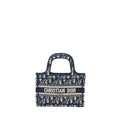 DIOR MINI BOOK TOTE BLUE OBLIQUE EMBROIDERY