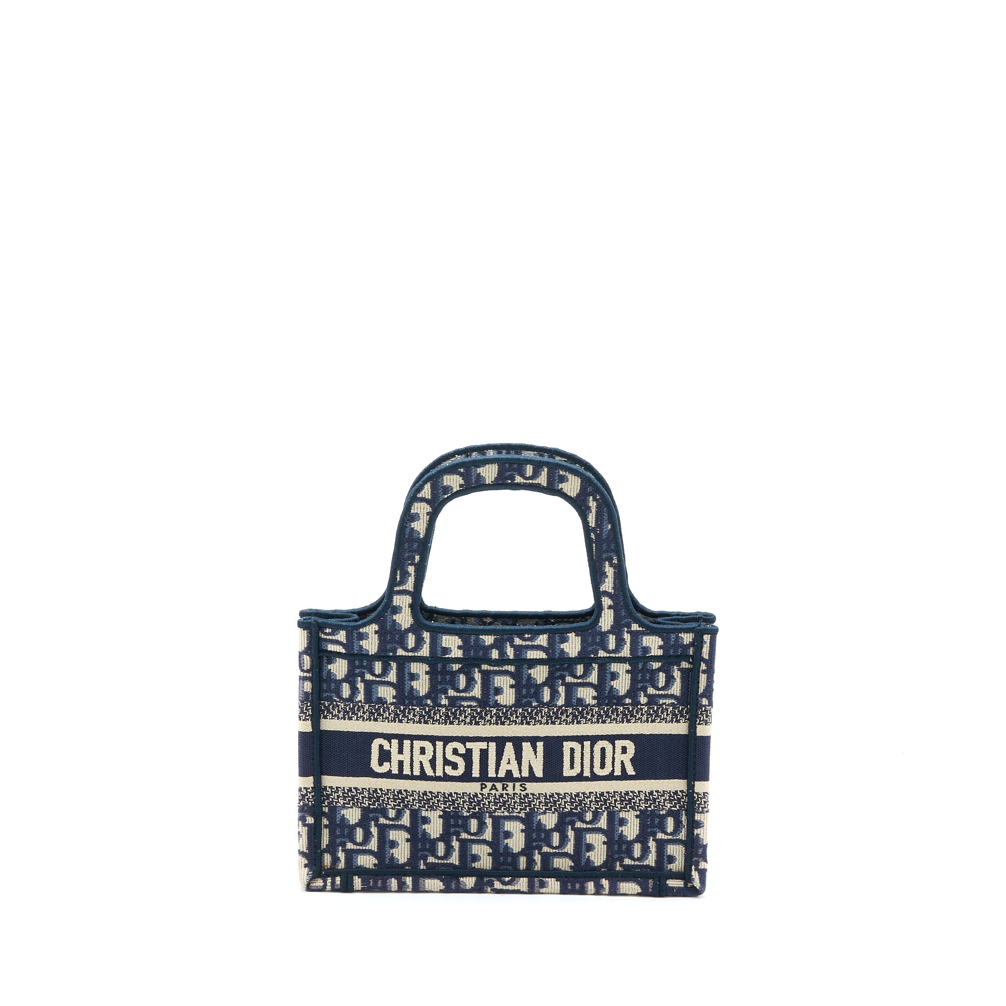 DIOR MINI BOOK TOTE BLUE OBLIQUE EMBROIDERY