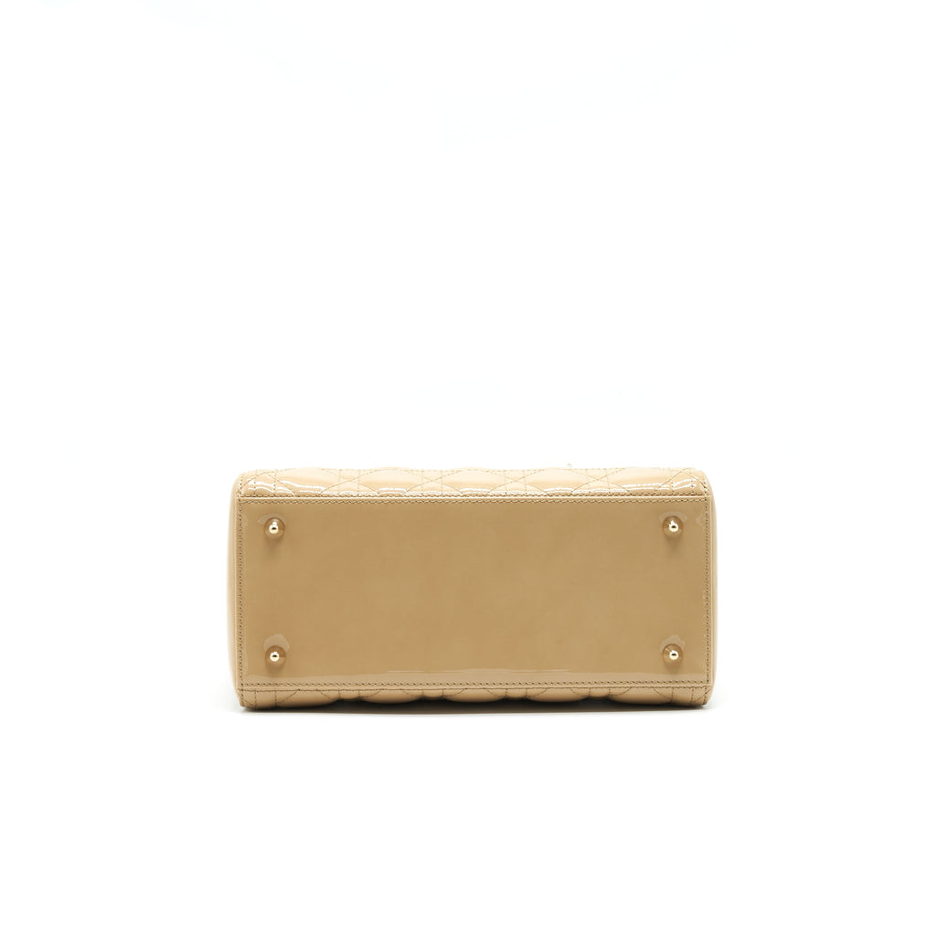 CHRISTIAN DIOR MEDIUM LADY DIOR IN PATENT LEATHER BEIGE