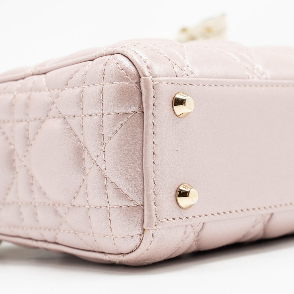 DIOR MINI LADY DIOR LAMBSKIN LOTUS PINK LGHW