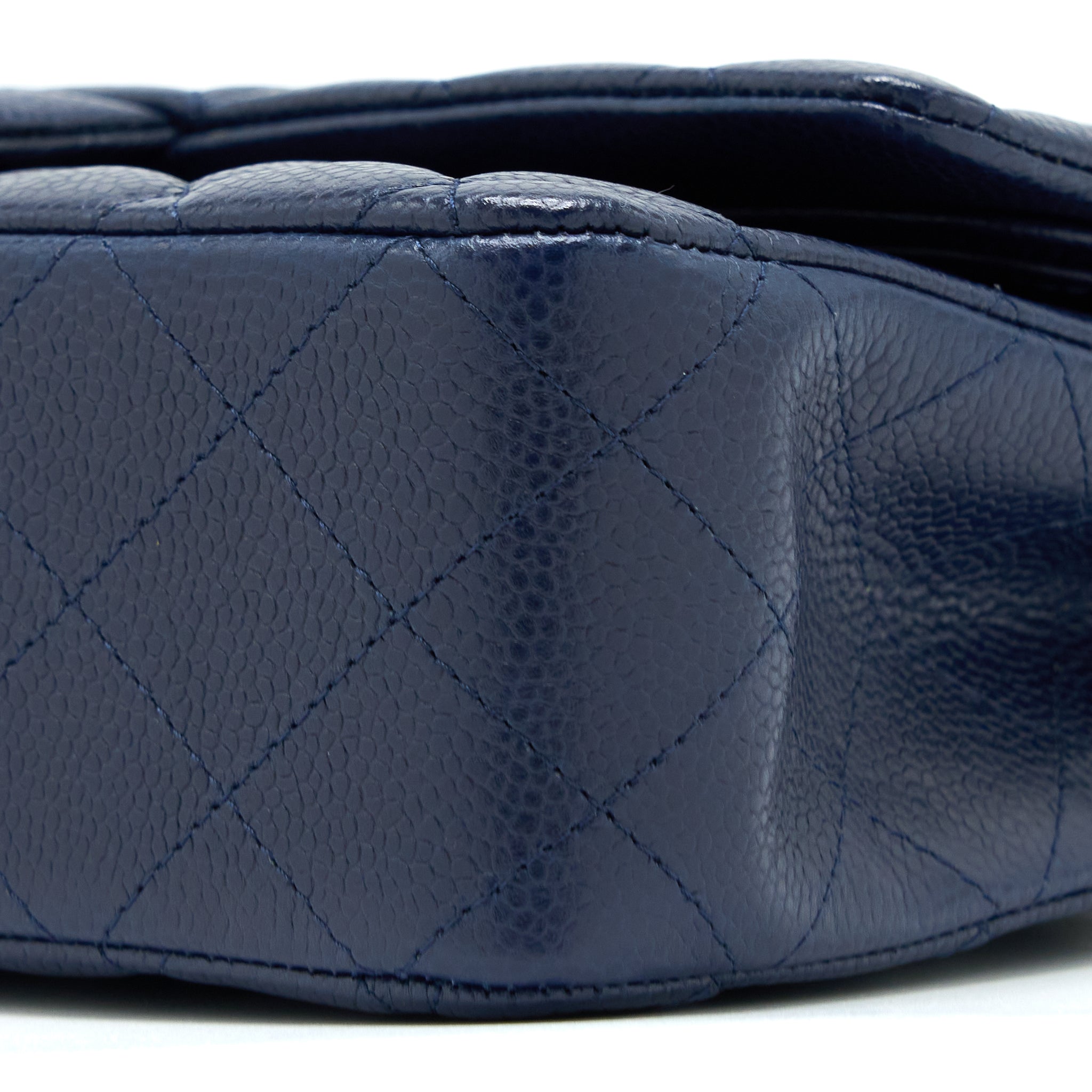 CHANEL MEDIUM CLASSIC DOUBLE FLAP BAG CAVIAR NAVY BLUE SHW