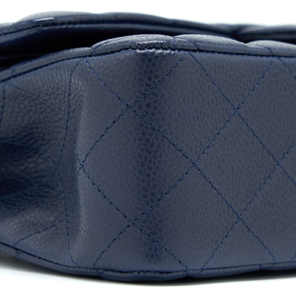 CHANEL MEDIUM CLASSIC DOUBLE FLAP BAG CAVIAR NAVY BLUE SHW