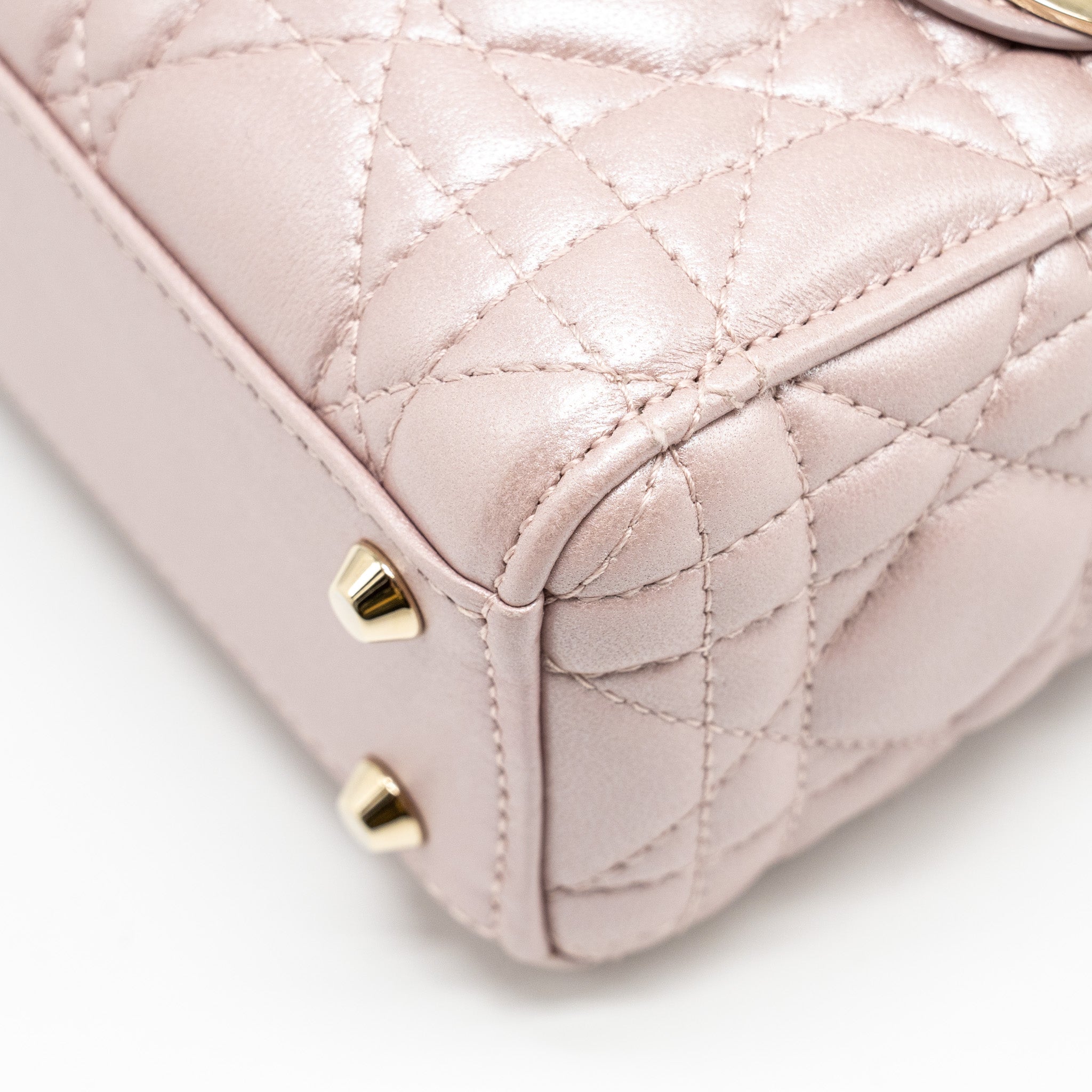 DIOR MINI LADY DIOR LAMBSKIN LOTUS PINK LGHW