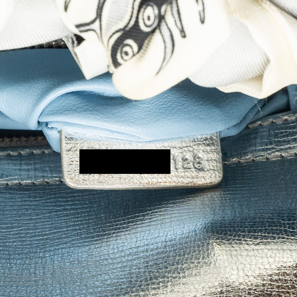 DIOR SMALL MY ABC LADY DIOR CANNAGE CALFSKIN METALLIC SILVER SHW