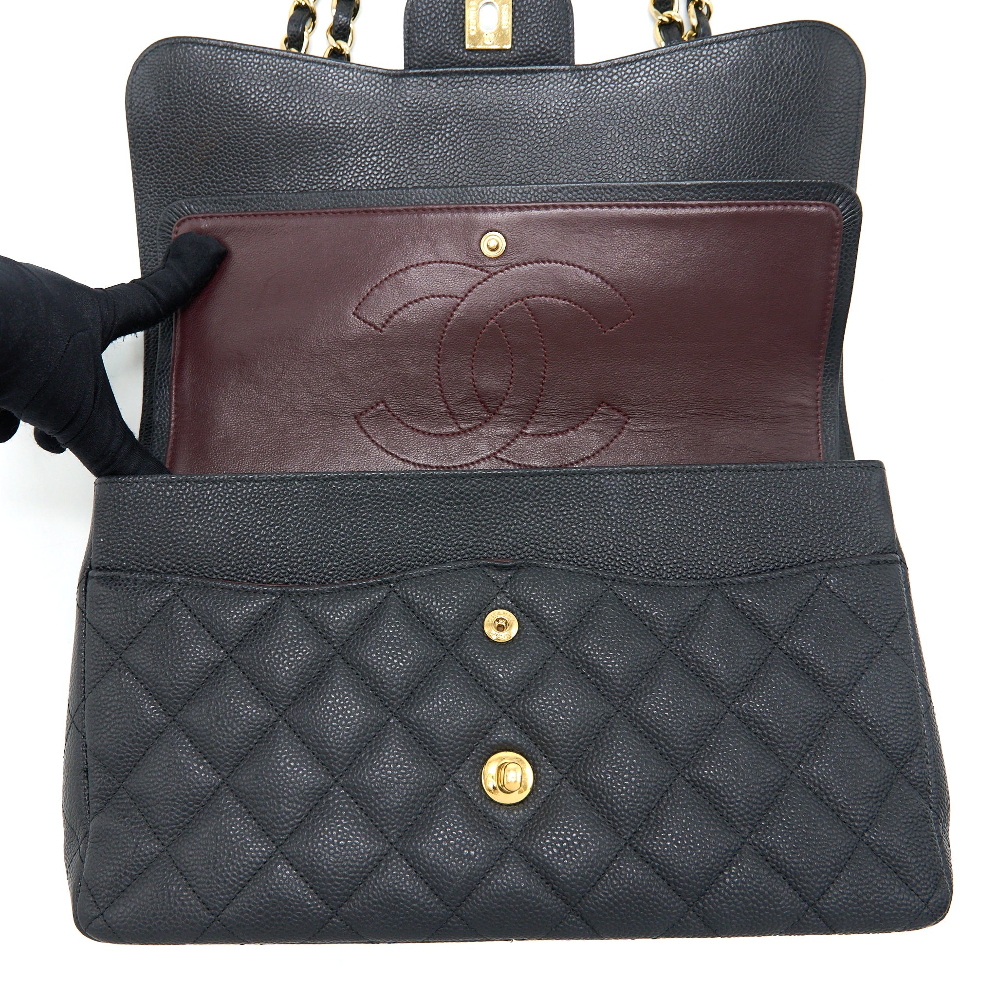 CHANEL CLASSIC JUMBO DOUBLE FLAP BAG CAVIAR BLACK GHW