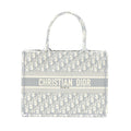 DIOR MEDIUM BOOK TOTE DIOR OBLIQUE EMBROIDERY CANVAS GREY