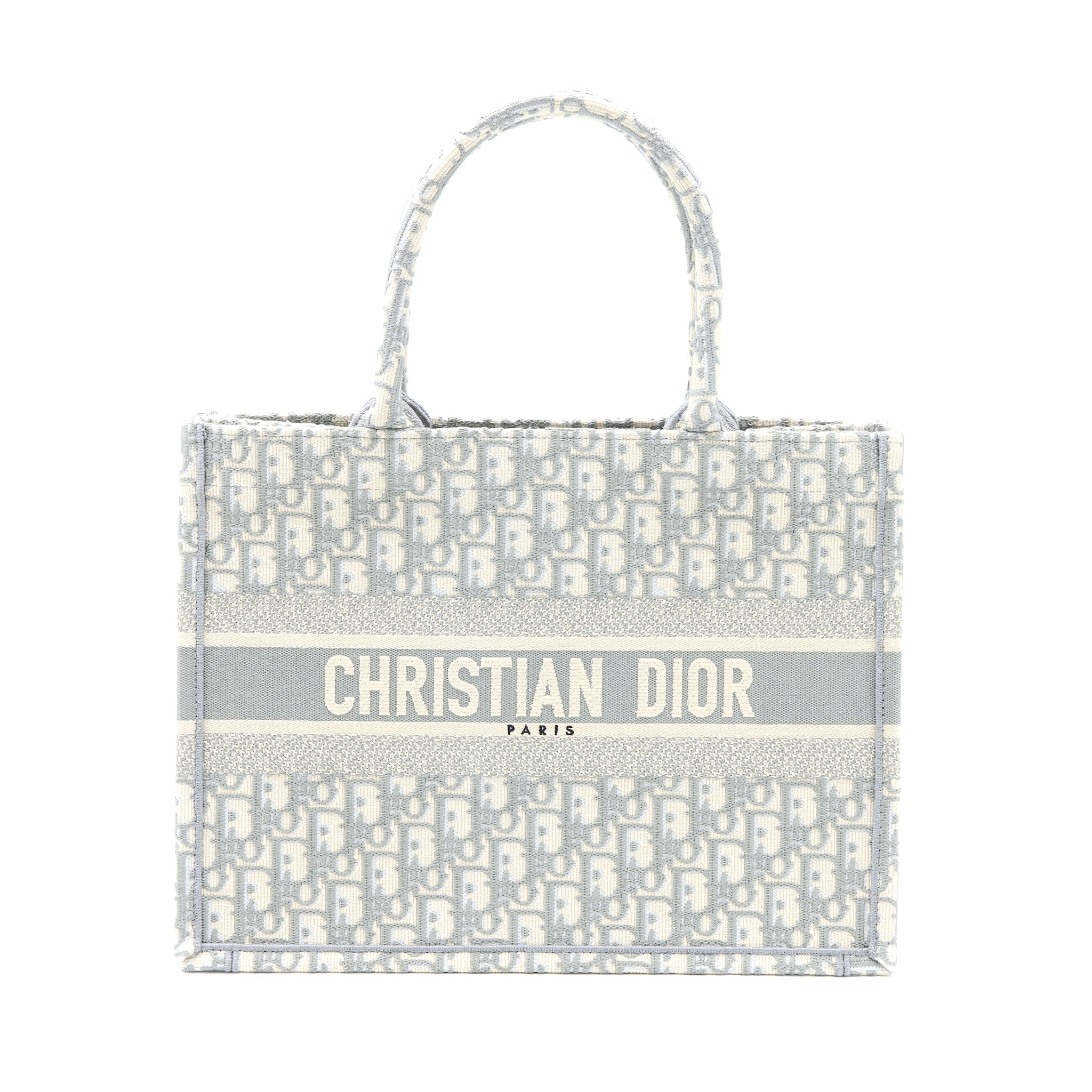 DIOR MEDIUM BOOK TOTE DIOR OBLIQUE EMBROIDERY CANVAS GREY