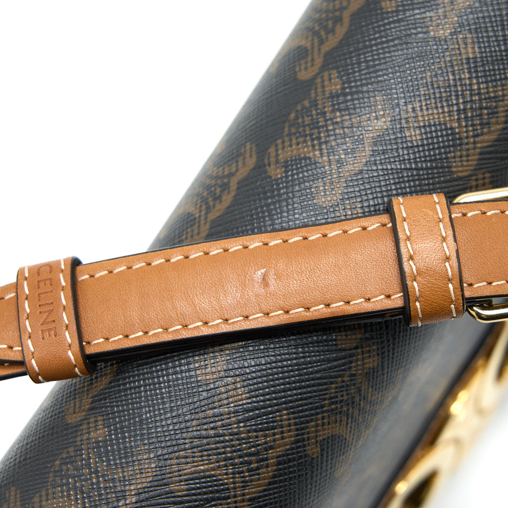 CELINE TEEN TRIOMPHE BAG IN TRIOMPHE CANVAS / NATURE CALFSKIN GHW