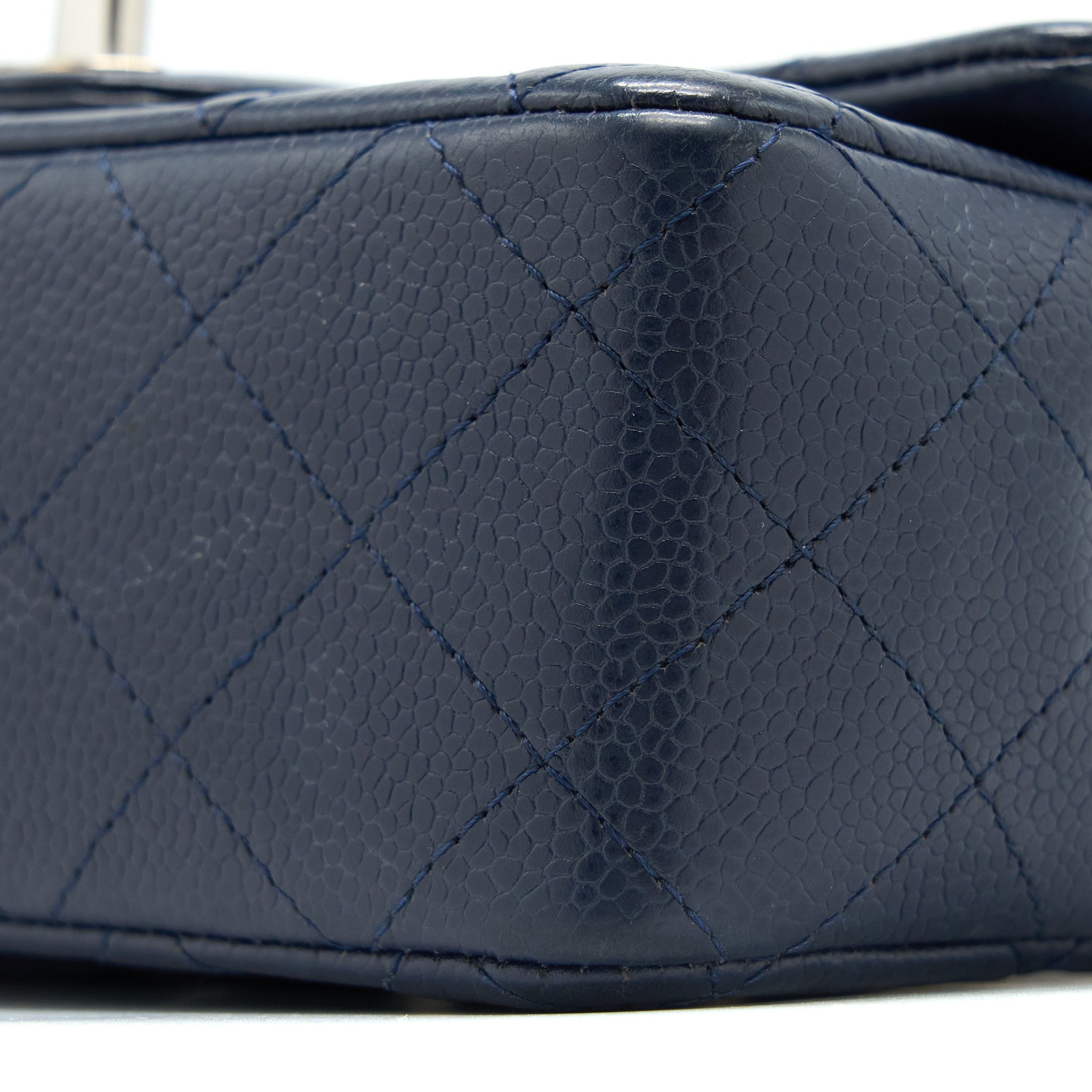 CHANEL CLASSIC MINI RECTANGULAR FLAP BAG CAVIAR NAVY SHW