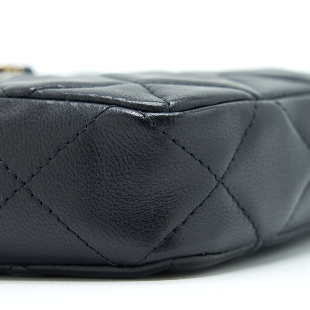 CHANEL 22C MINI CROSSBODY POUCH LAMBSKIN BLACK LGHW