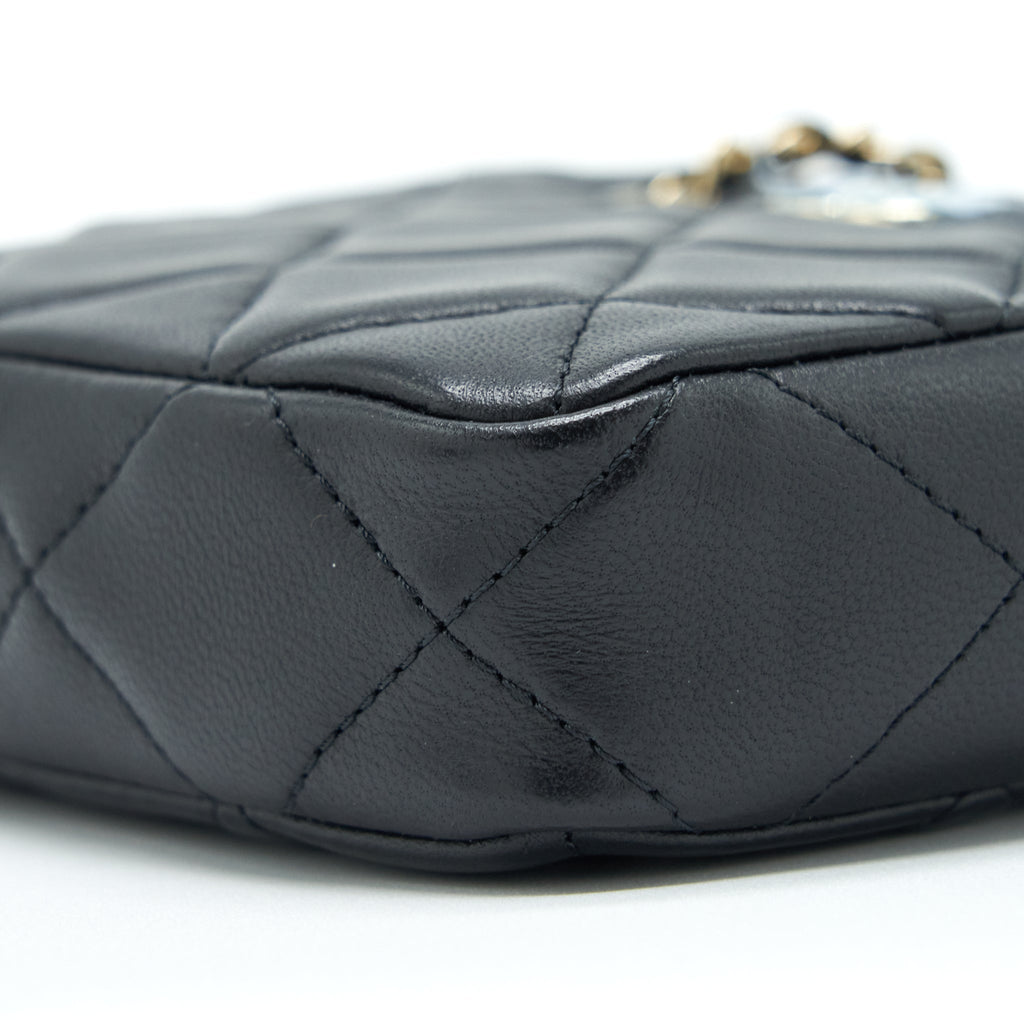 CHANEL 22C MINI CROSSBODY POUCH LAMBSKIN BLACK LGHW