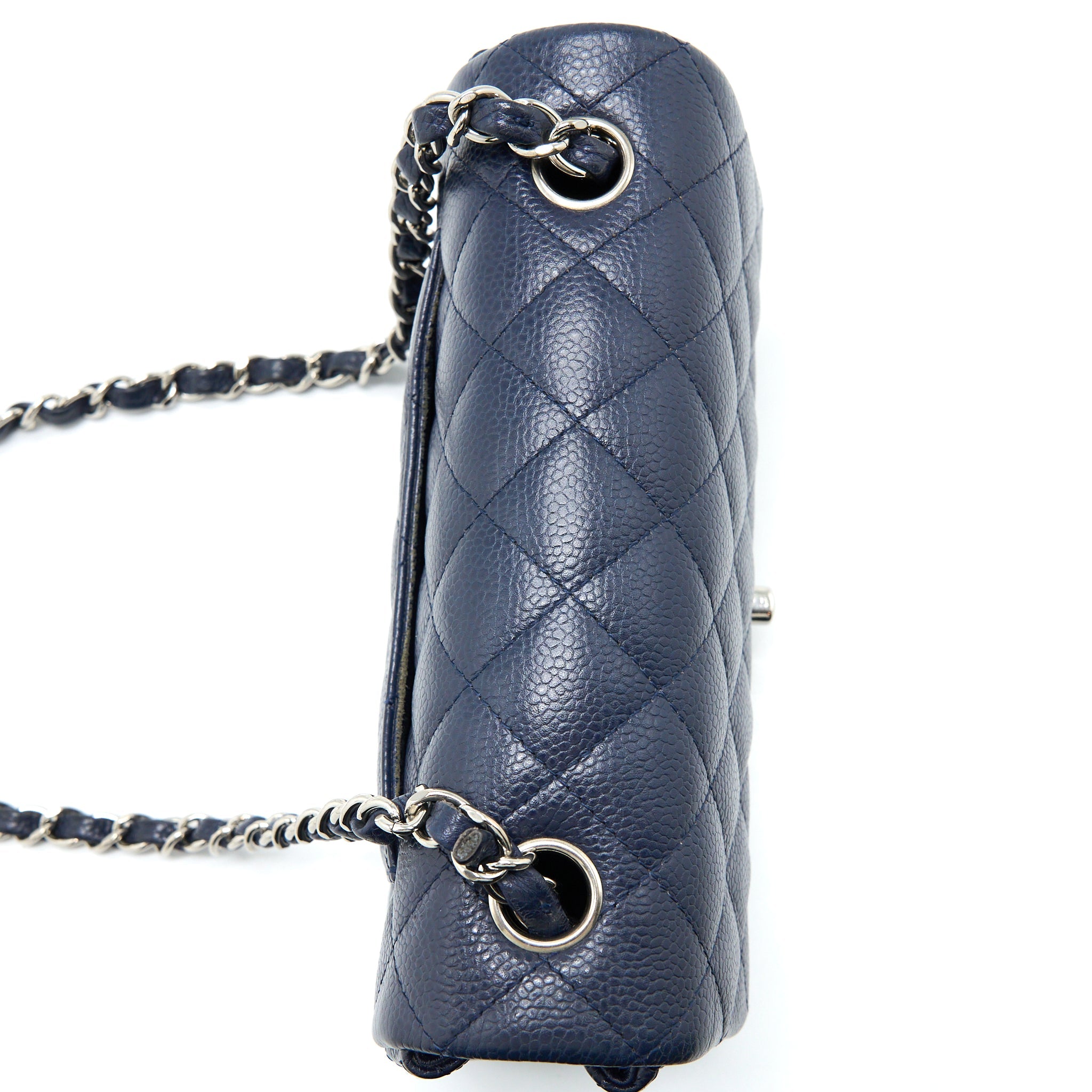 CHANEL CLASSIC MINI RECTANGULAR FLAP BAG CAVIAR NAVY SHW