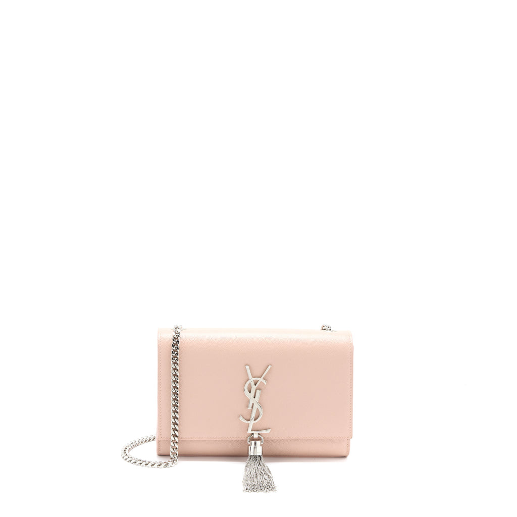 SAINT LAURENT KATE TASSEL GRAINED CALFSKIN PINK SHW