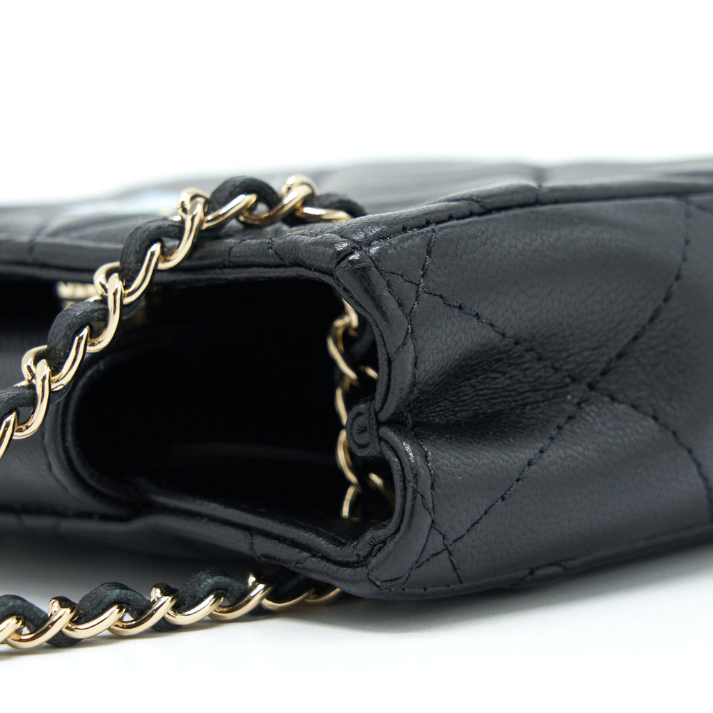 CHANEL 22C MINI CROSSBODY POUCH LAMBSKIN BLACK LGHW