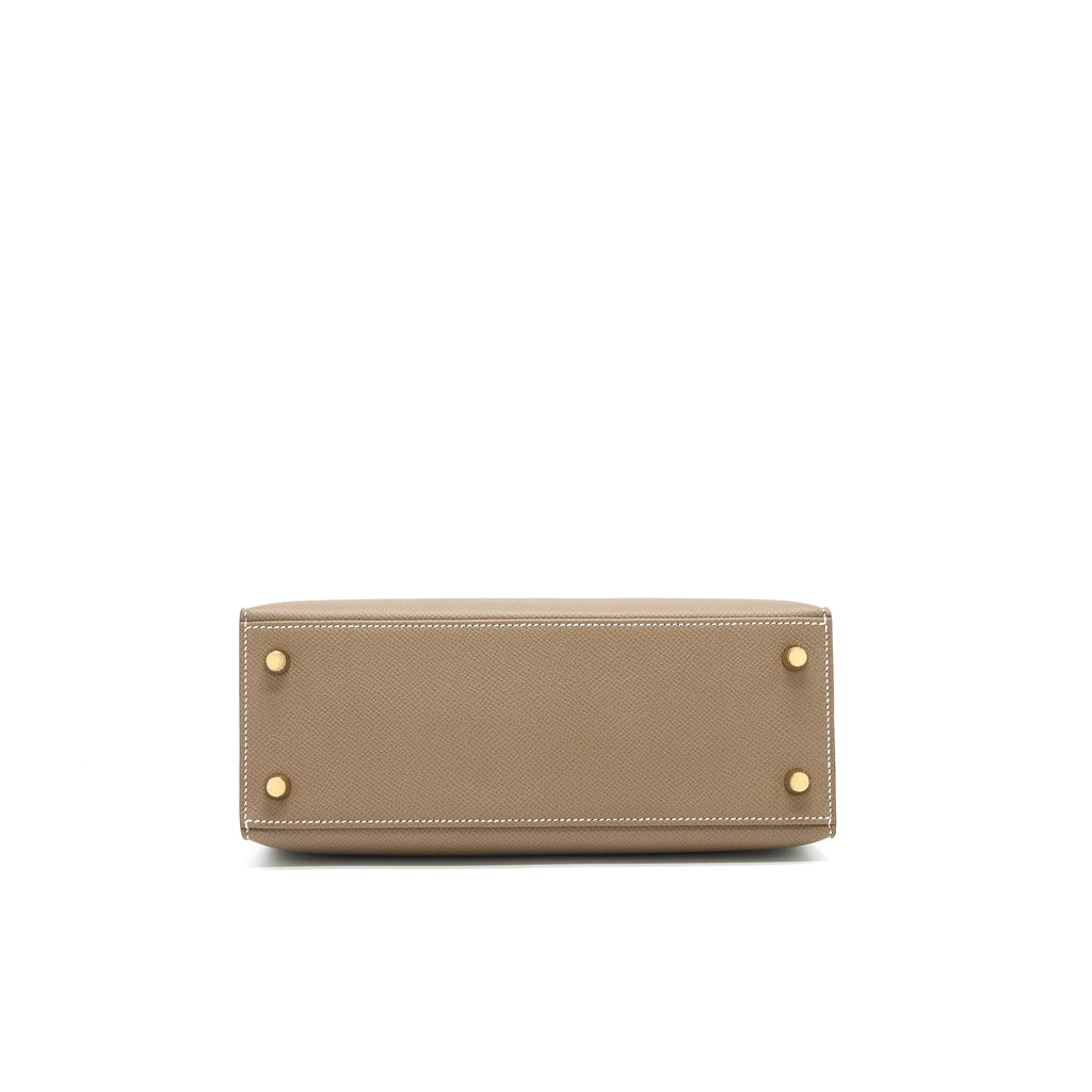 HERMES KELLY 25 SELLIER ETOUPE EPSOM LEATHER GHW