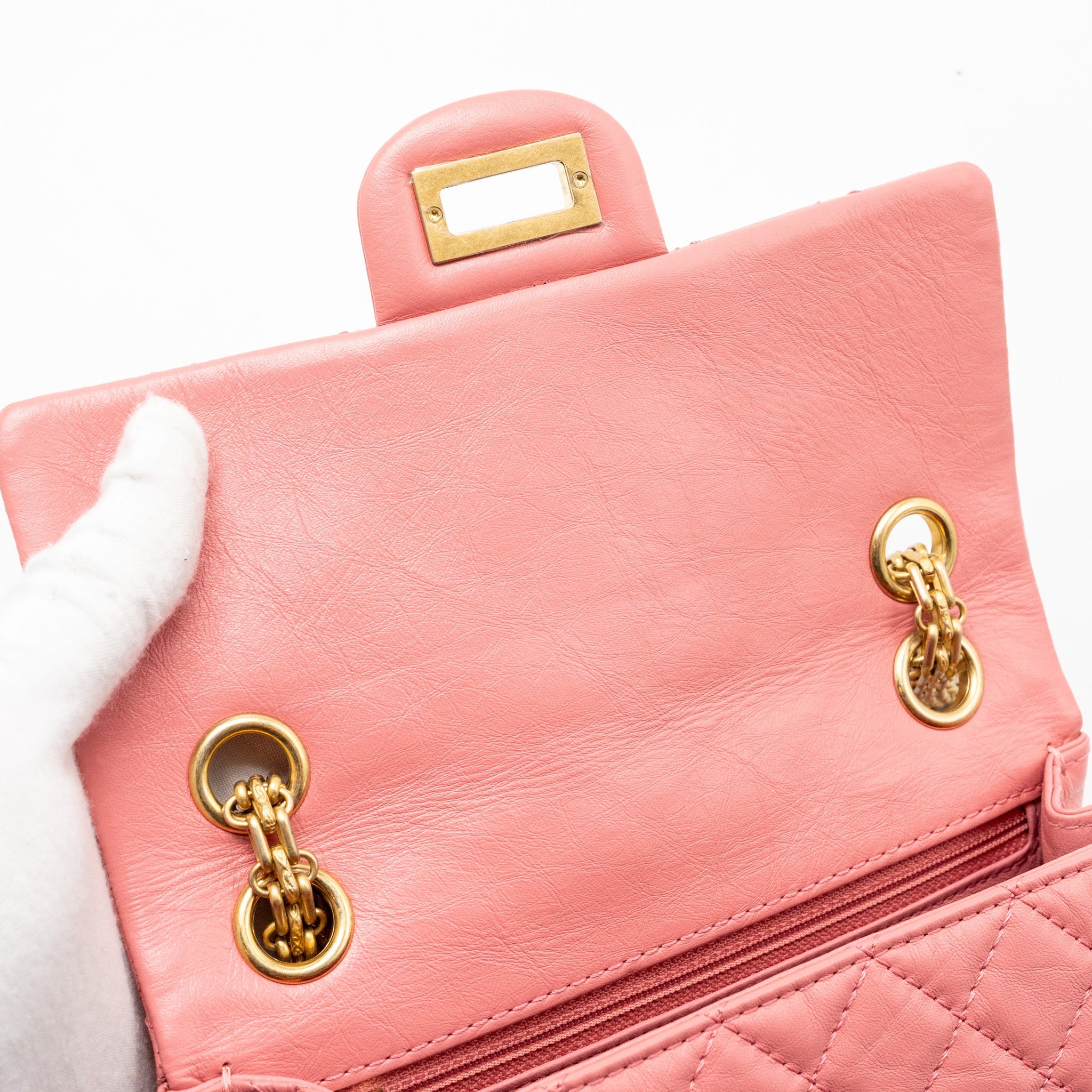 CHANEL MINI 2.55 REISSUE FLAP BAG CALFSKIN PINK GHW