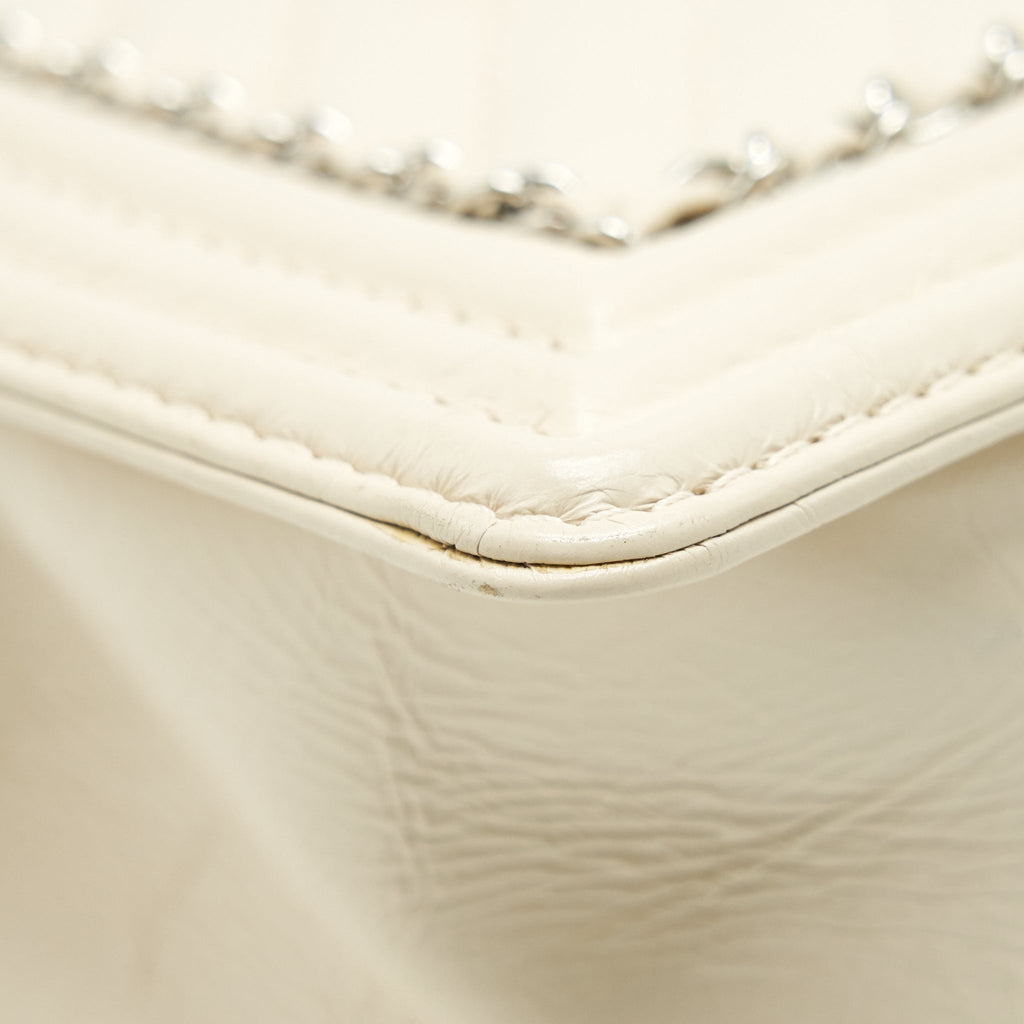CHANEL MEDIUM BOY BAG CHEVRON LIMITED CALFSKIN IVORY SHW