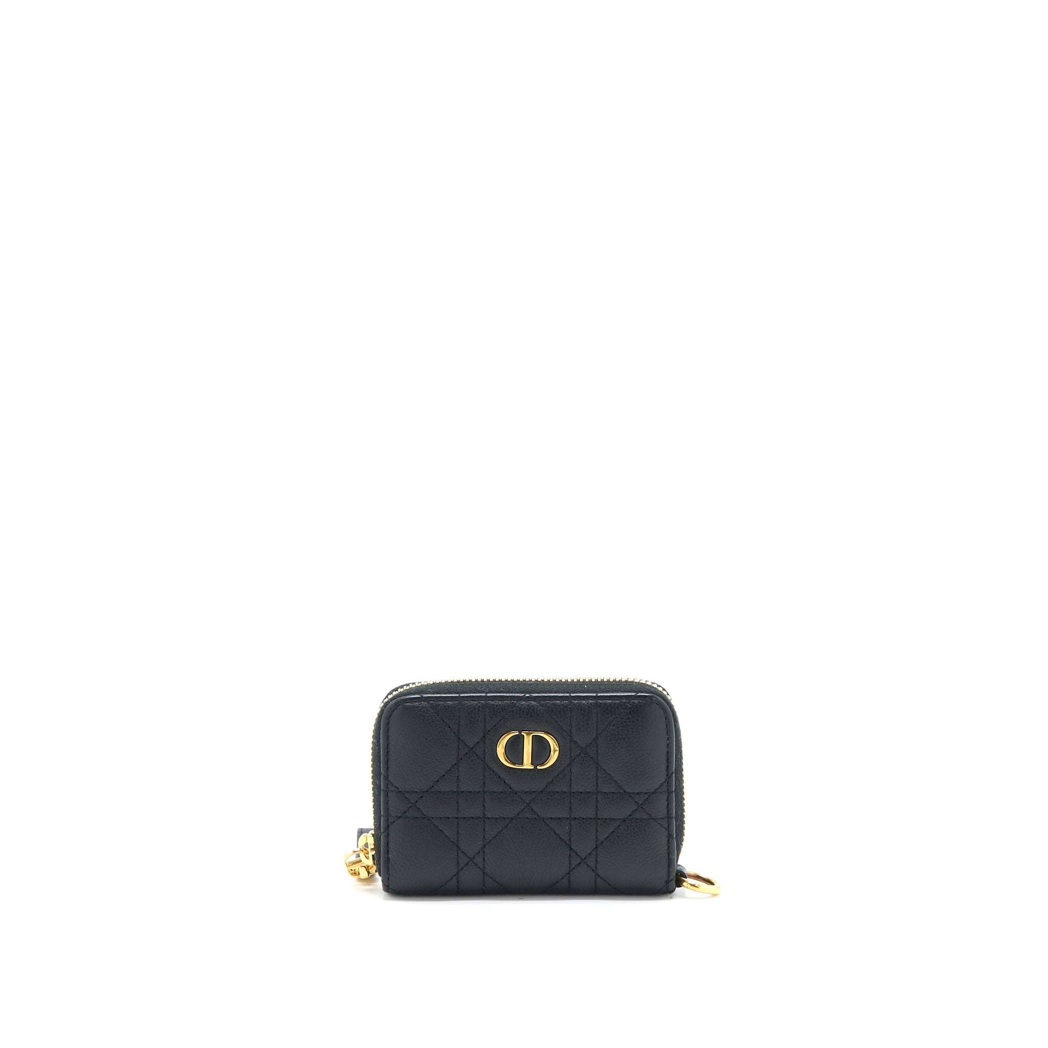 DIOR CARO DETACHABLE CARD HOLDER CANNAGE SUPPLE CALFSKIN BLACK GHW