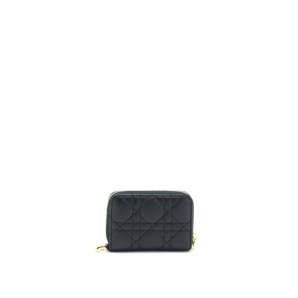 DIOR CARO DETACHABLE CARD HOLDER CANNAGE SUPPLE CALFSKIN BLACK GHW