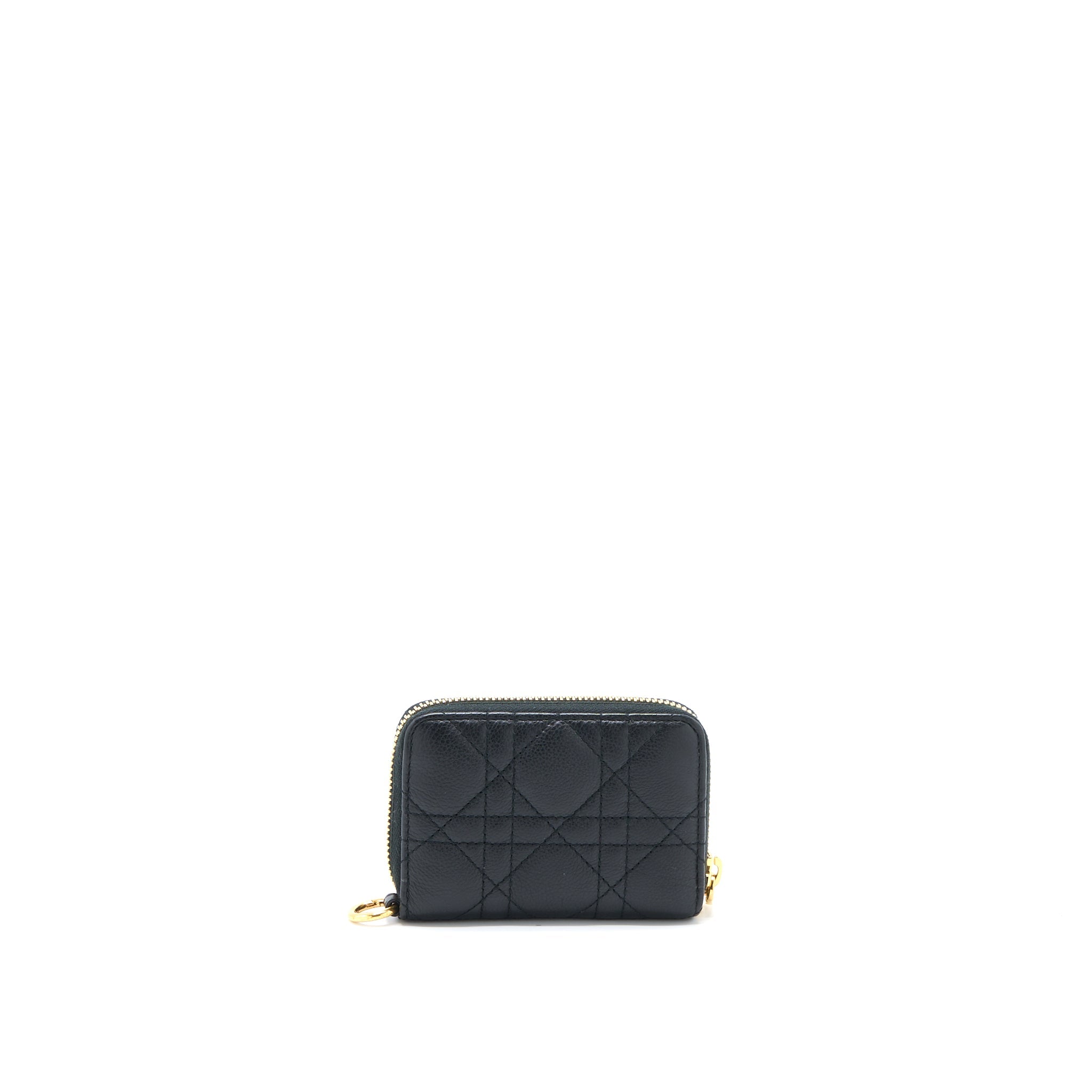 DIOR CARO DETACHABLE CARD HOLDER CANNAGE SUPPLE CALFSKIN BLACK GHW