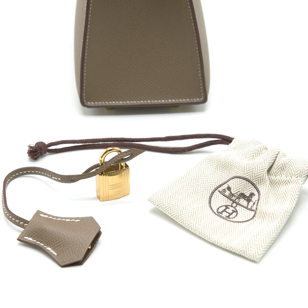 HERMES KELLY 25 SELLIER ETOUPE EPSOM LEATHER GHW