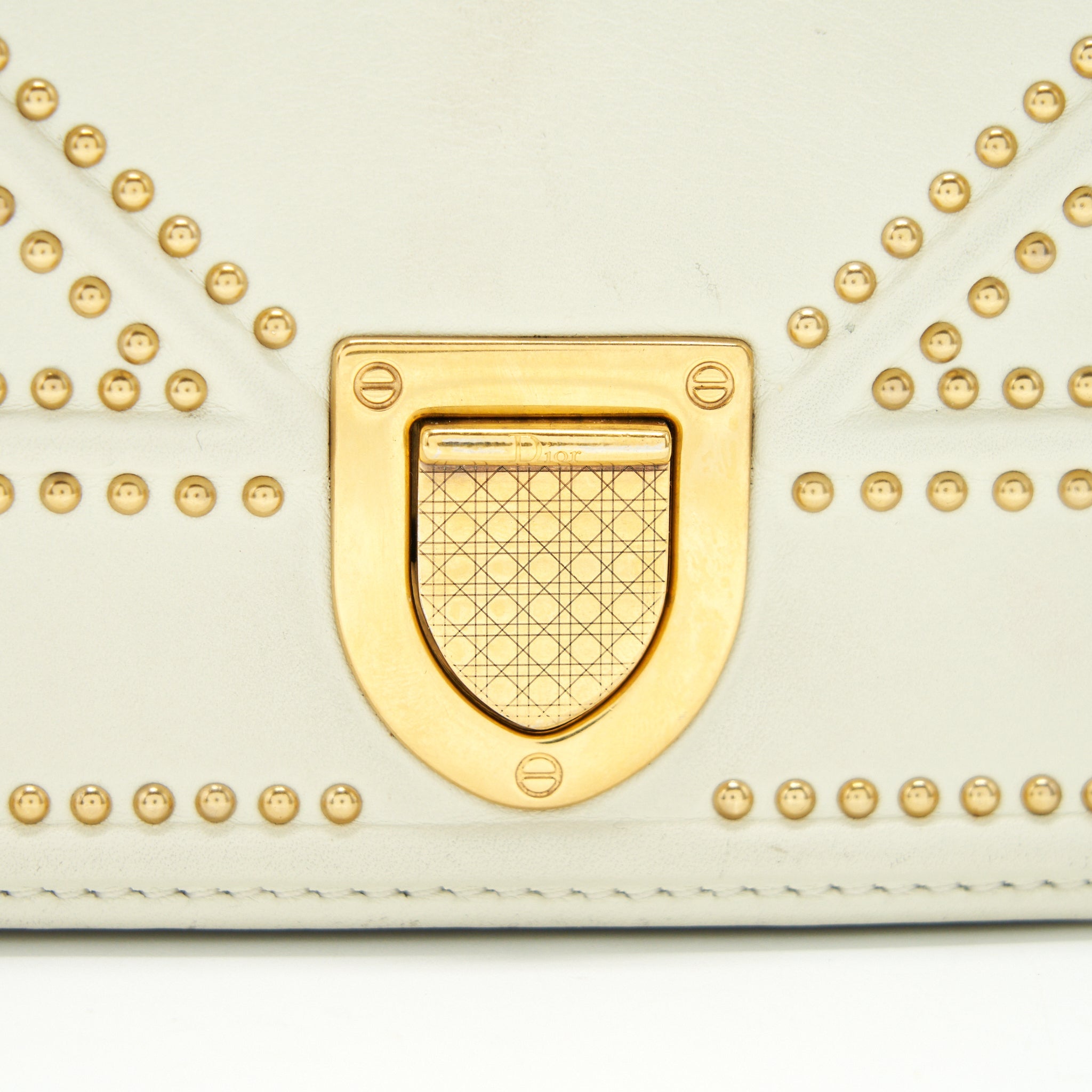 DIOR DIORAMA STUDDED LAMBSKIN SMALL WHITE WITH GHW