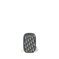 DIOR MONTAIGNE PHONE HOLDER OBLIQUE JACQUARD CANVAS BLUE GHW