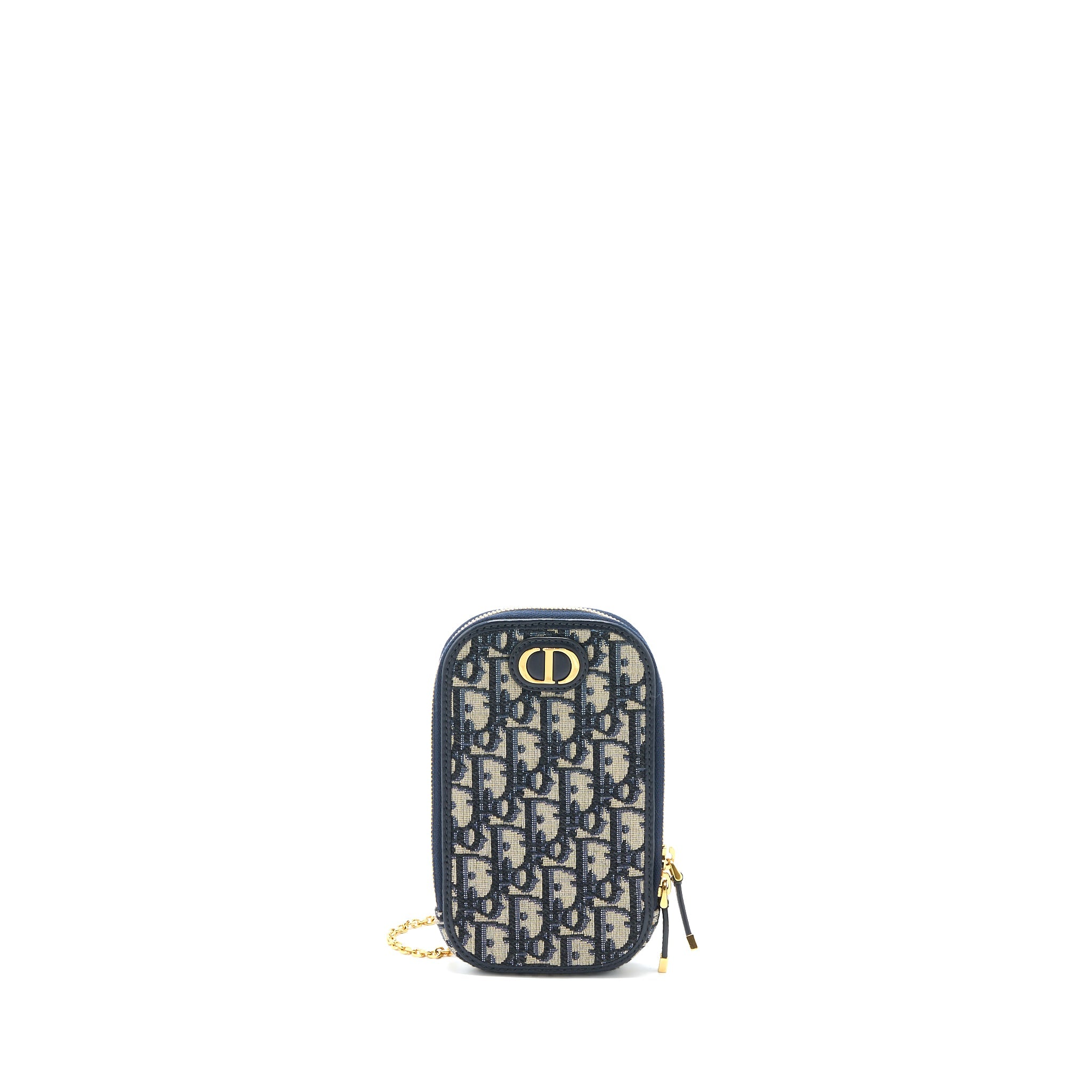DIOR MONTAIGNE PHONE HOLDER OBLIQUE JACQUARD CANVAS BLUE GHW
