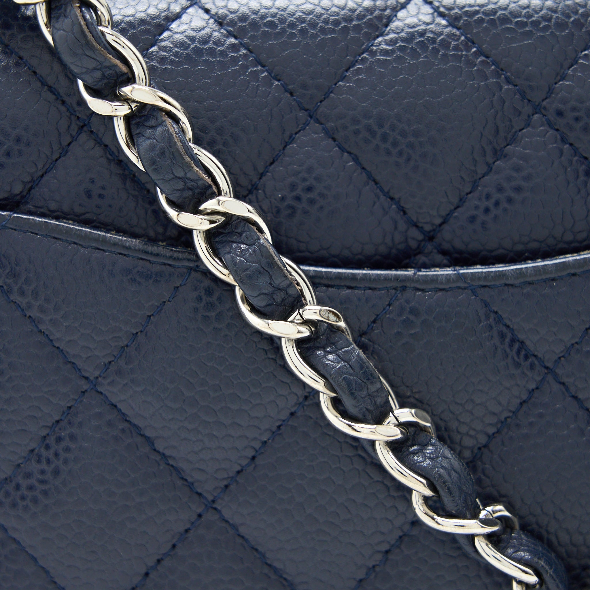 CHANEL CLASSIC MINI RECTANGULAR FLAP BAG CAVIAR NAVY SHW