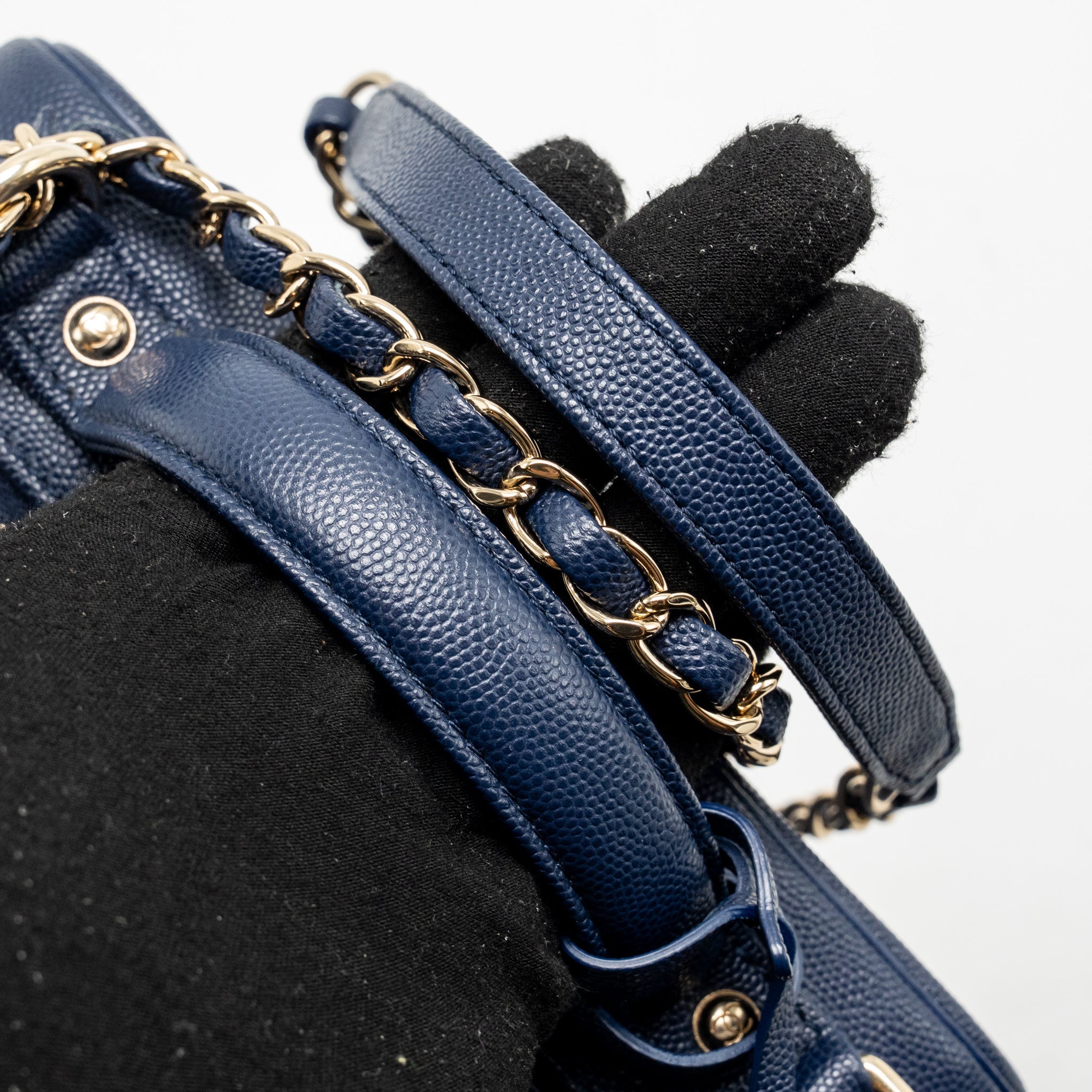 CHANEL CC TOP HANDLE VANITY CASE CAVIAR NAVY BLUE GHW